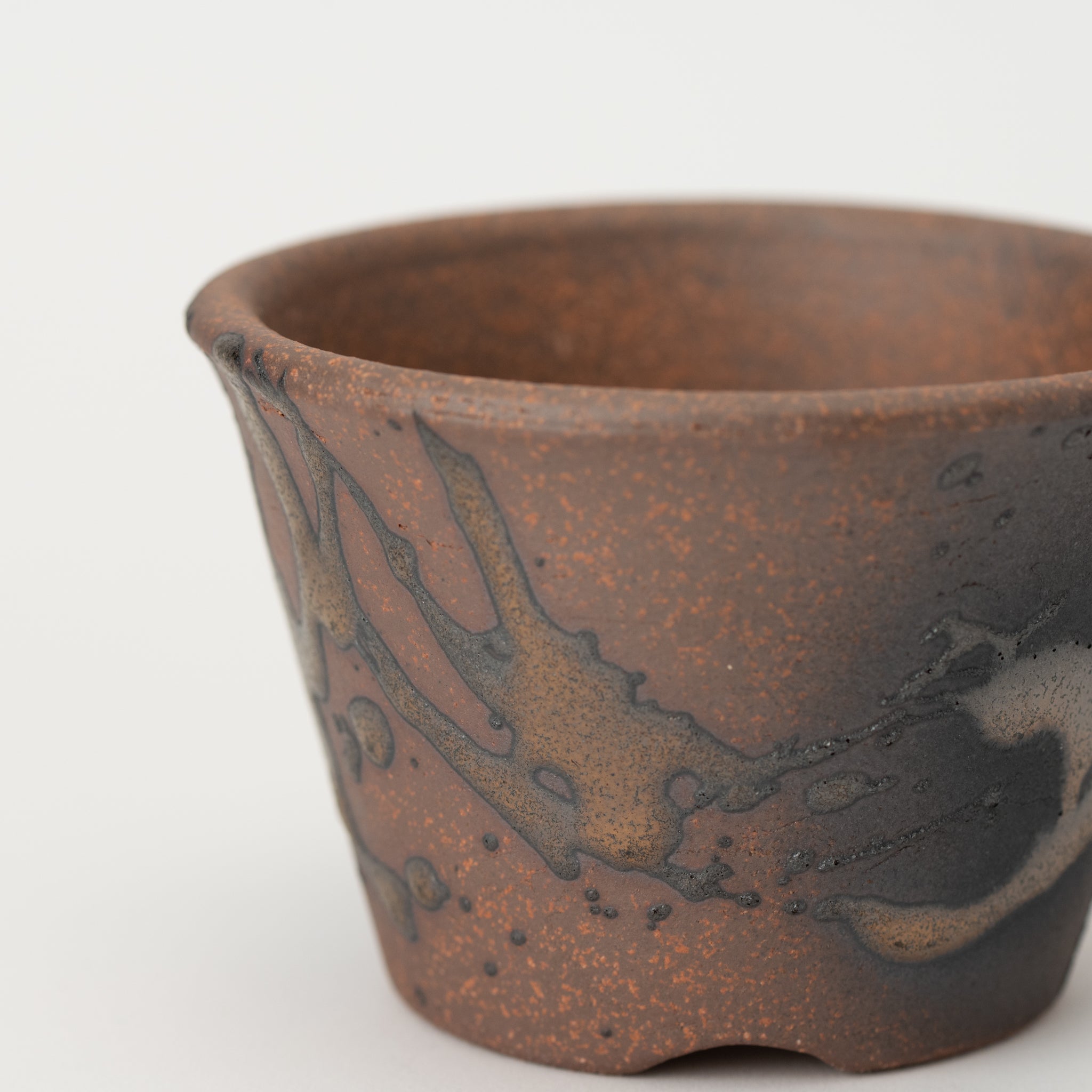 Naginowa Gold Paint Standard BANKO Ware Japanese Bonsai Pot 3.6in.