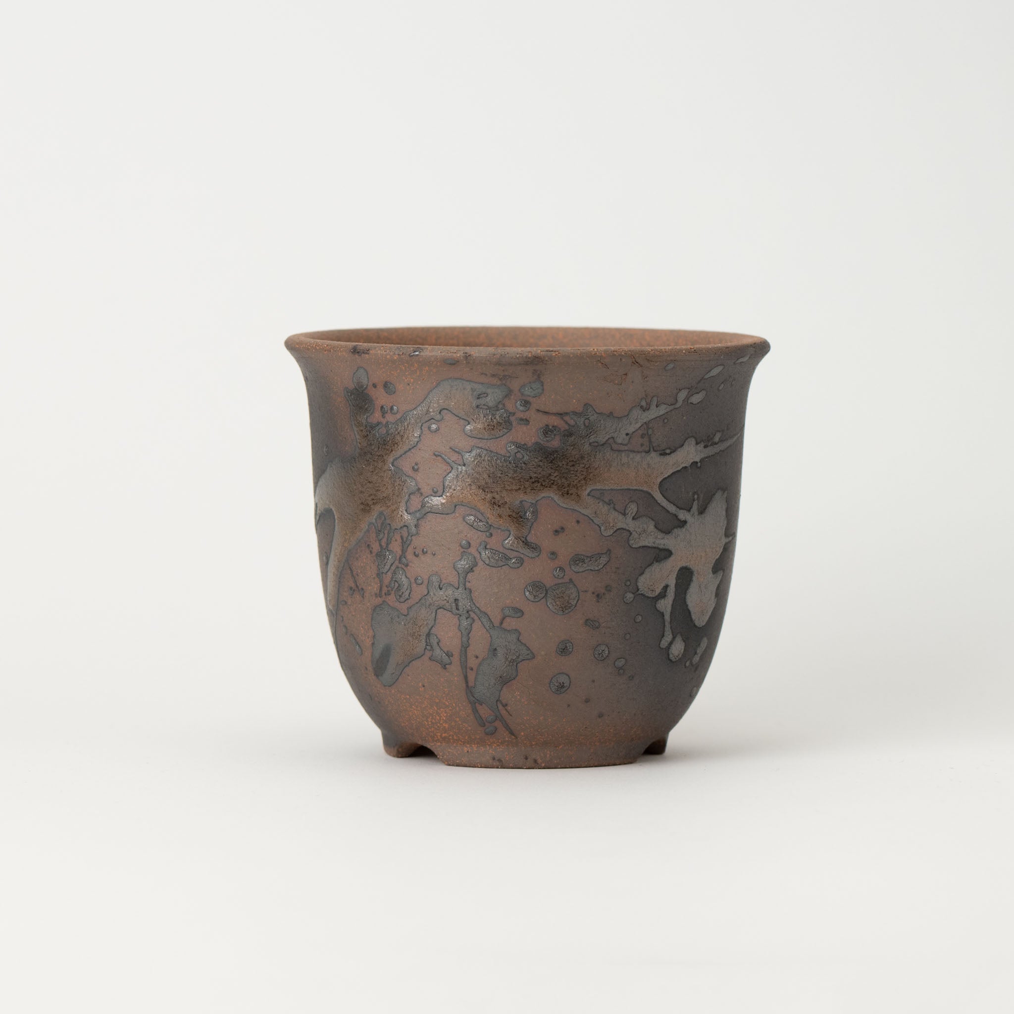 Naginowa Gold Paint Deep rounded BANKO Ware Japanese Bonsai Pot 3.6in.