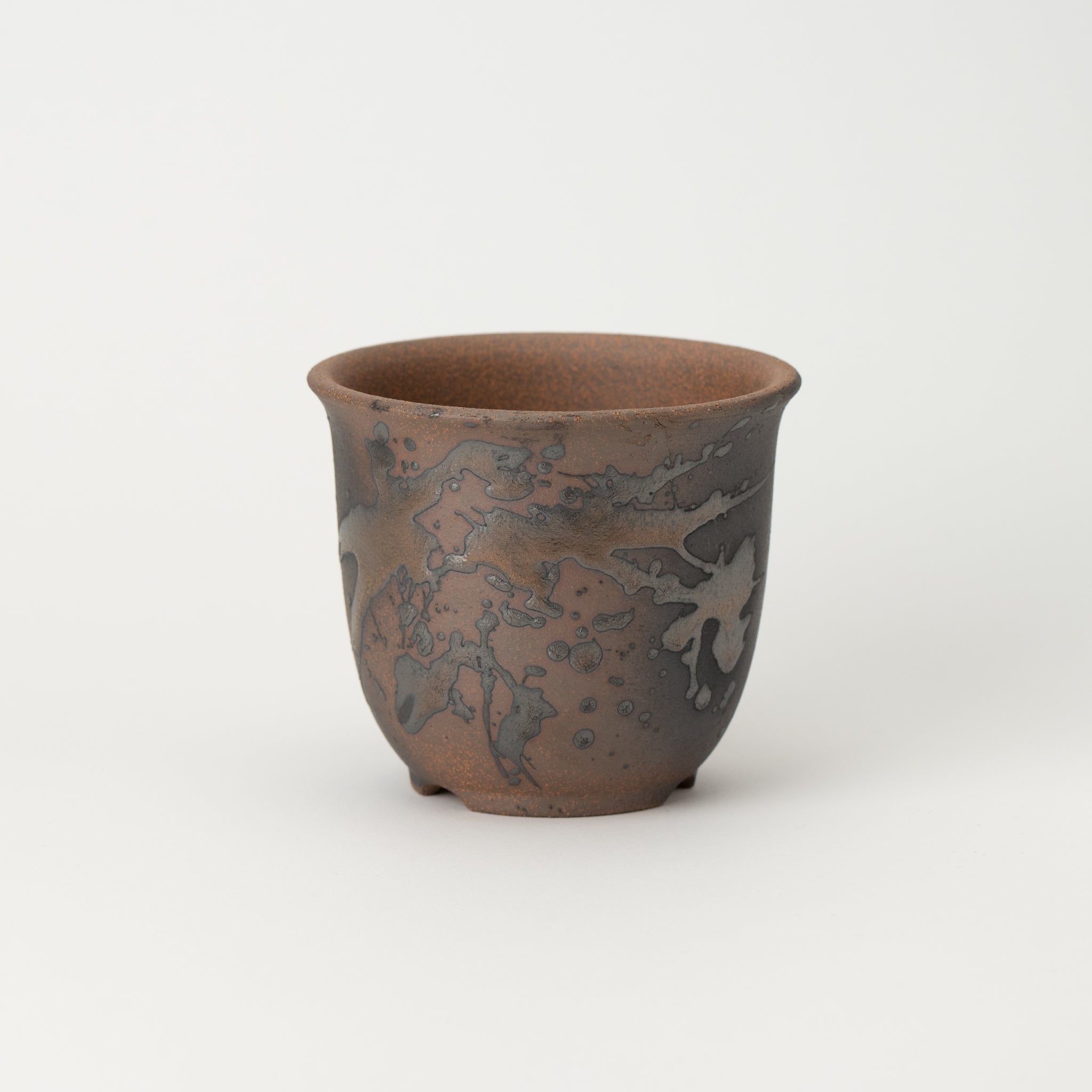Naginowa Gold Paint Deep rounded BANKO Ware Japanese Bonsai Pot 3.6in.