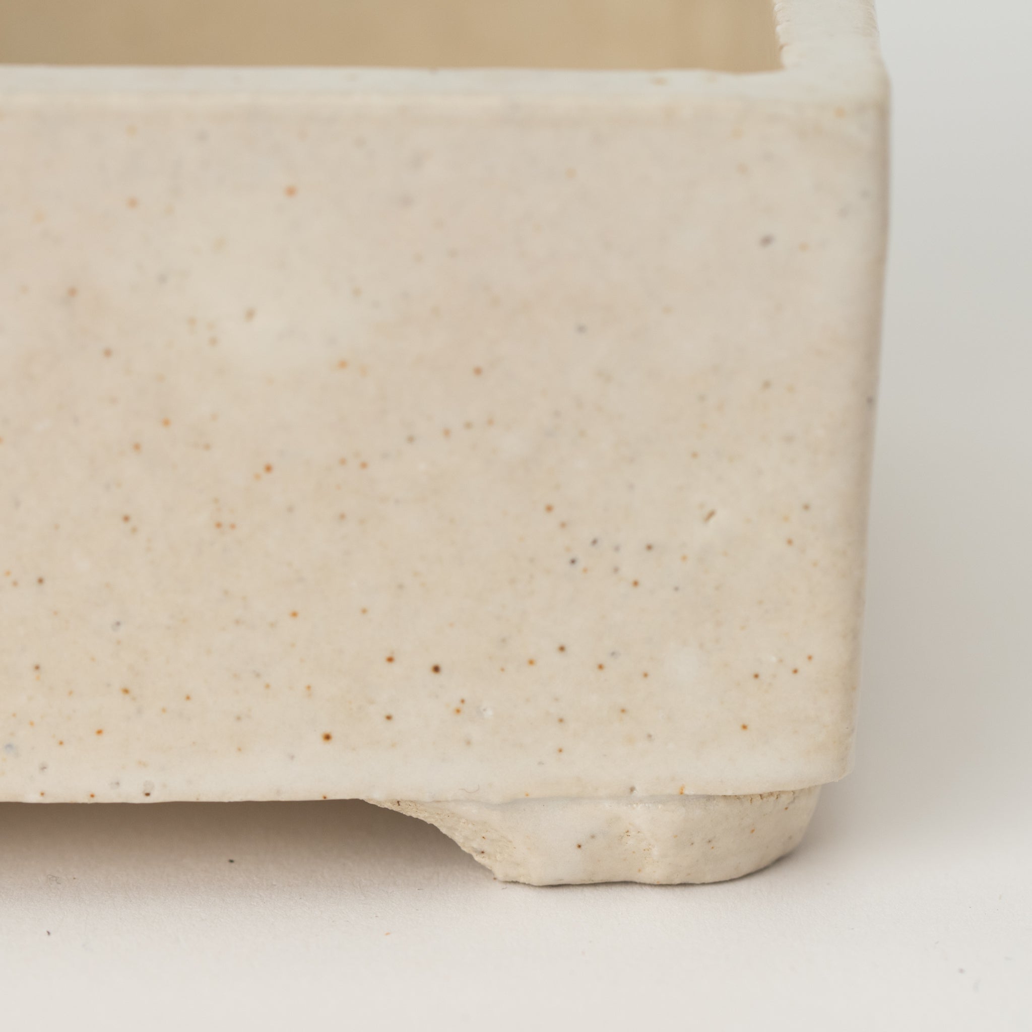 Naginowa White Square BANKO Ware Japanese Bonsai Pot 3.5in.
