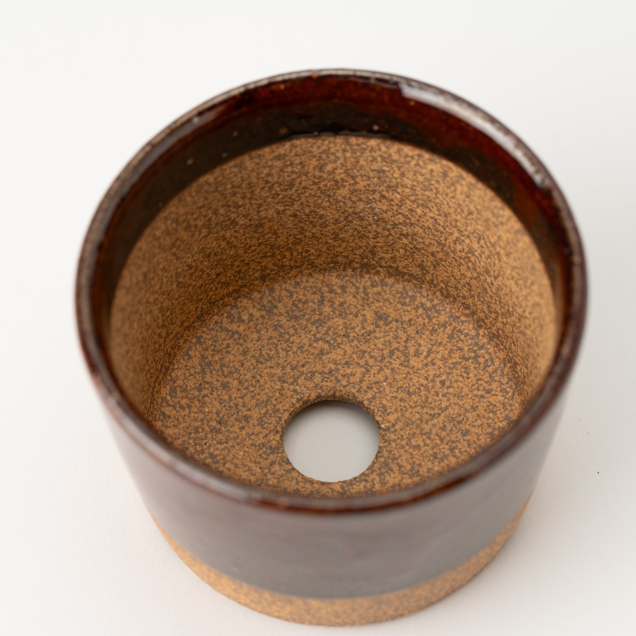 Naginowa Kutani Ware Brown Japanese Bonsai Pot 3.5 in.