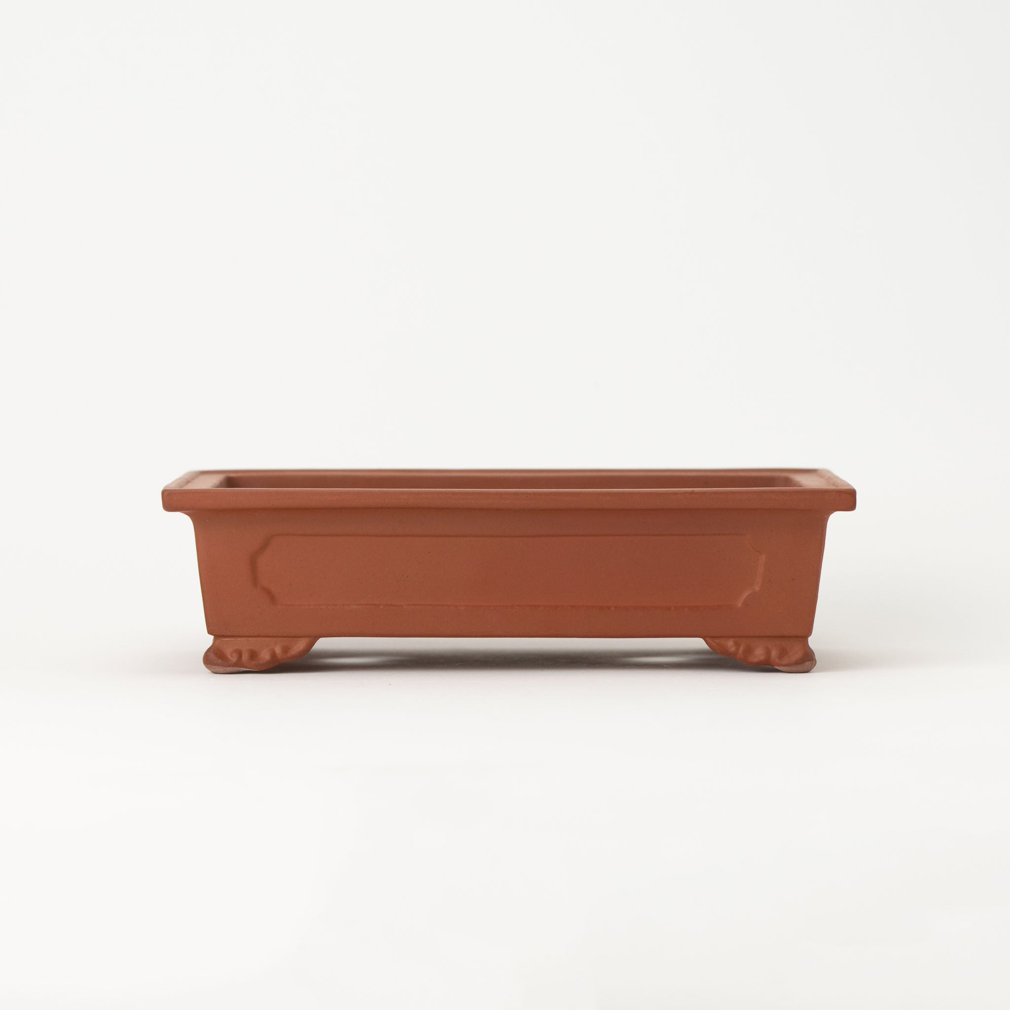 Tousen Tokoname Ware Rectangle Vermilion Japanese Bonsai Pot No.6.5