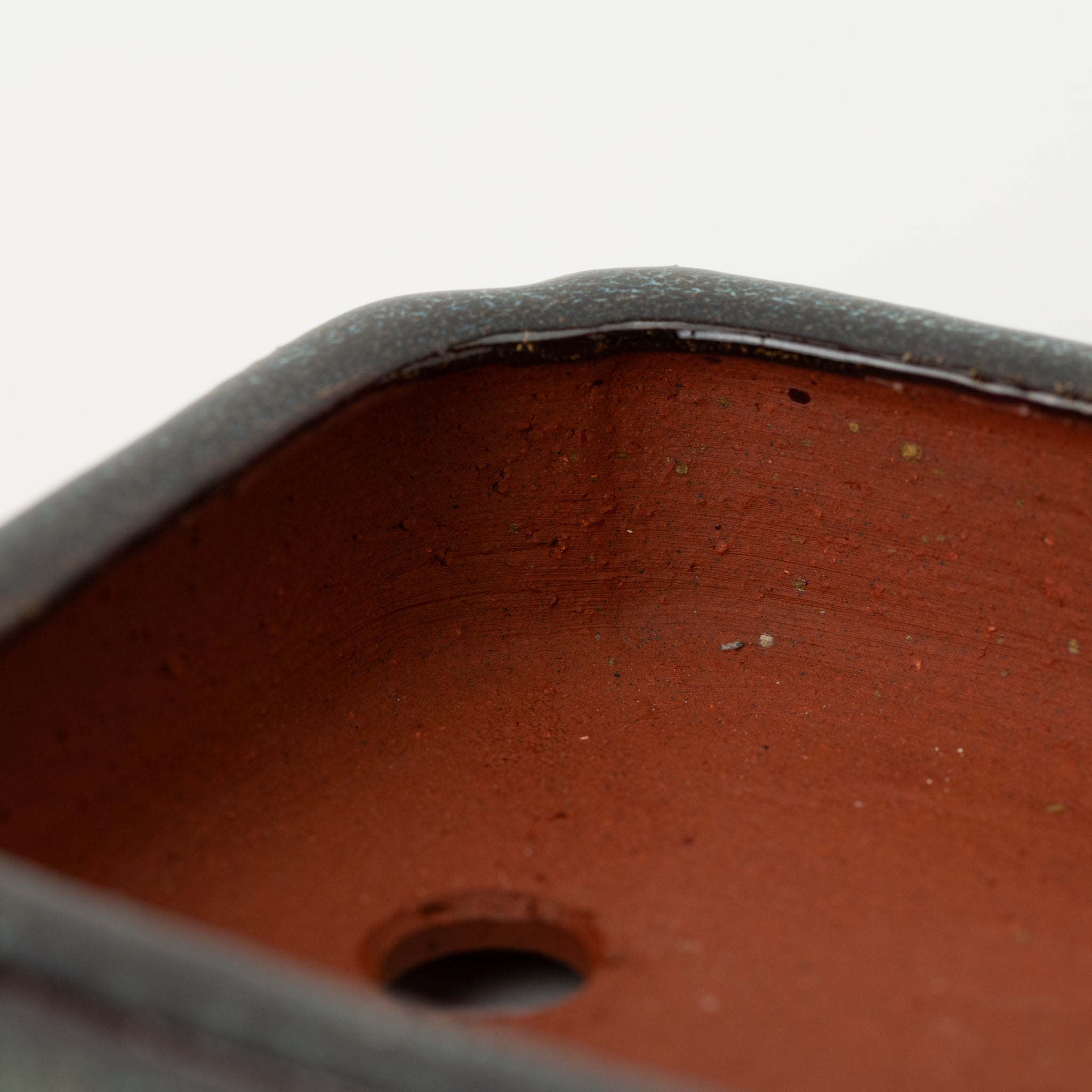 Eimei Tokoname Ware Long-sided Smeared Japanese Bonsai Pot 7.2 in.