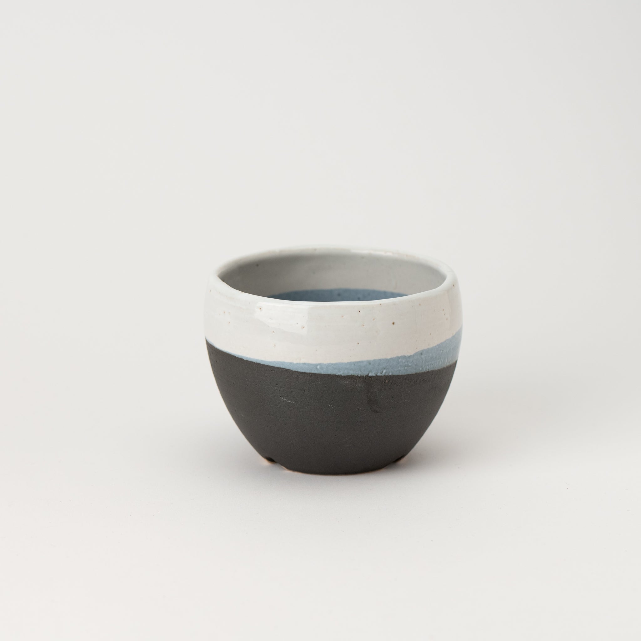 Naginowa Shigaraki Ware Black and White Japanese Bonsai Pot