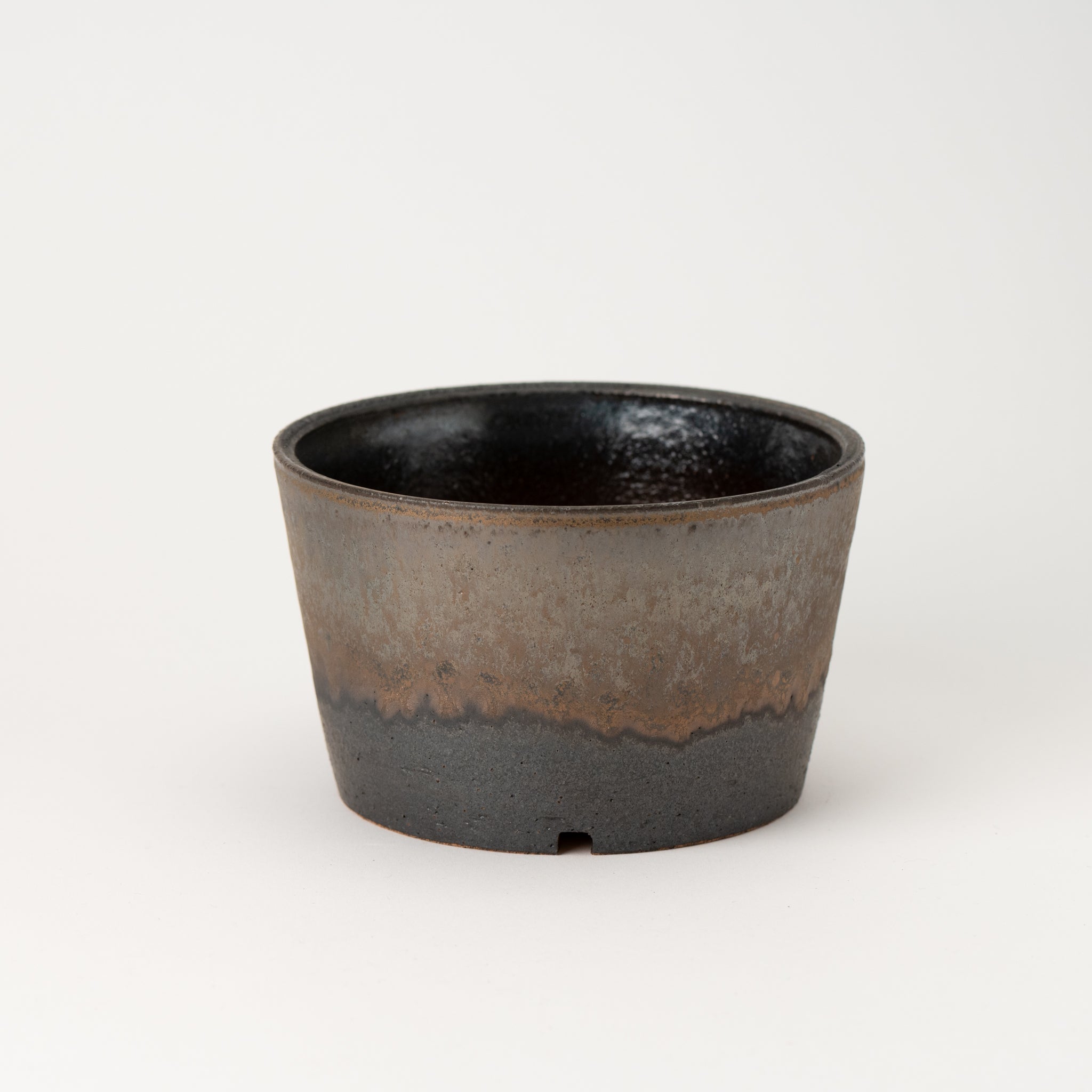Naginowa Shigaraki Ware Gold Rust Slanted Japanese Bonsai Pot