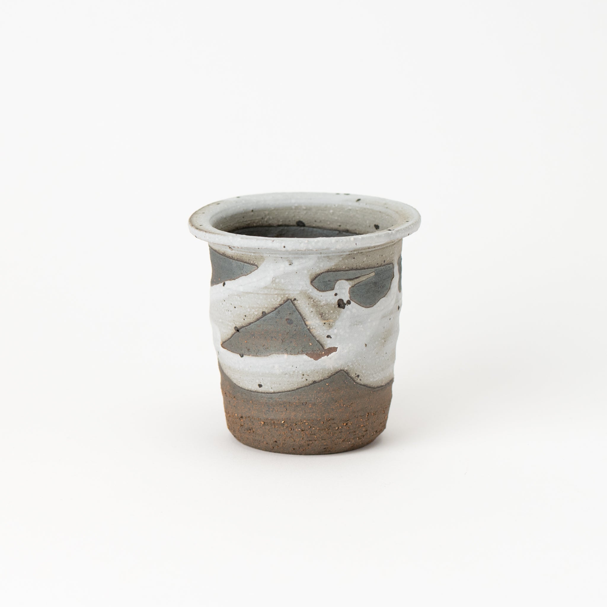 Naginowa Shigaraki Ware White Rust Deep Circle 1 Japanese Bonsai Pot 4.9 in.