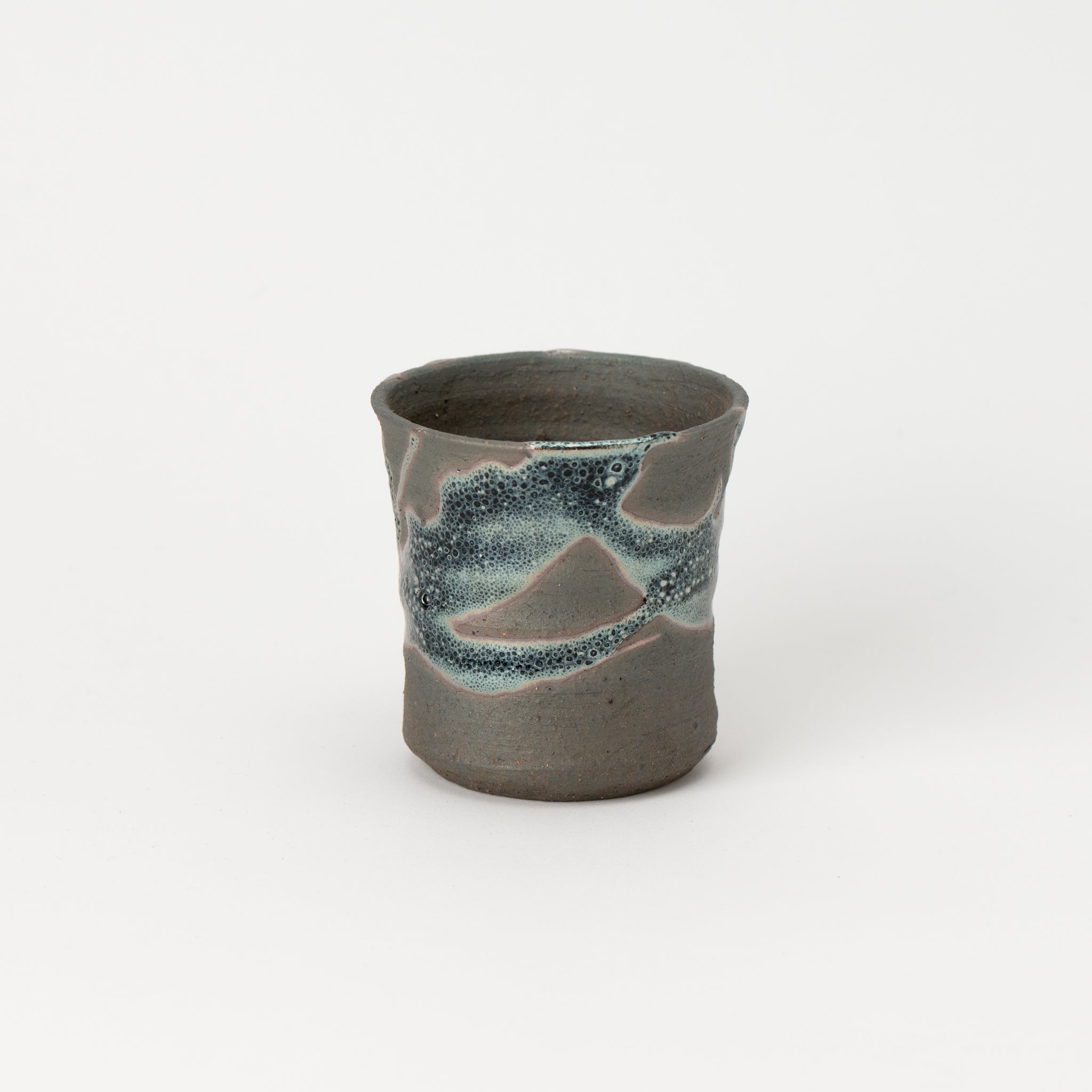Naginowa Shigaraki Ware Iron Glaze Thin Japanese Bonsai Pot 3.1 in.