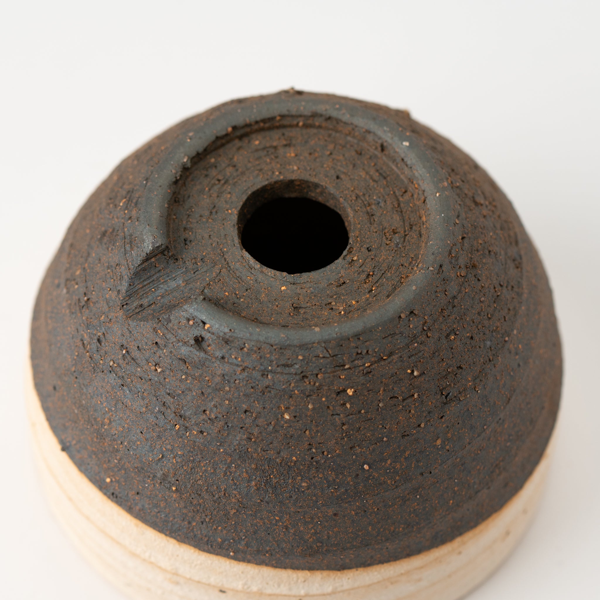 Naginowa Shigaraki Ware Double Layer Round Japanese Bonsai Pot 3.1 in.