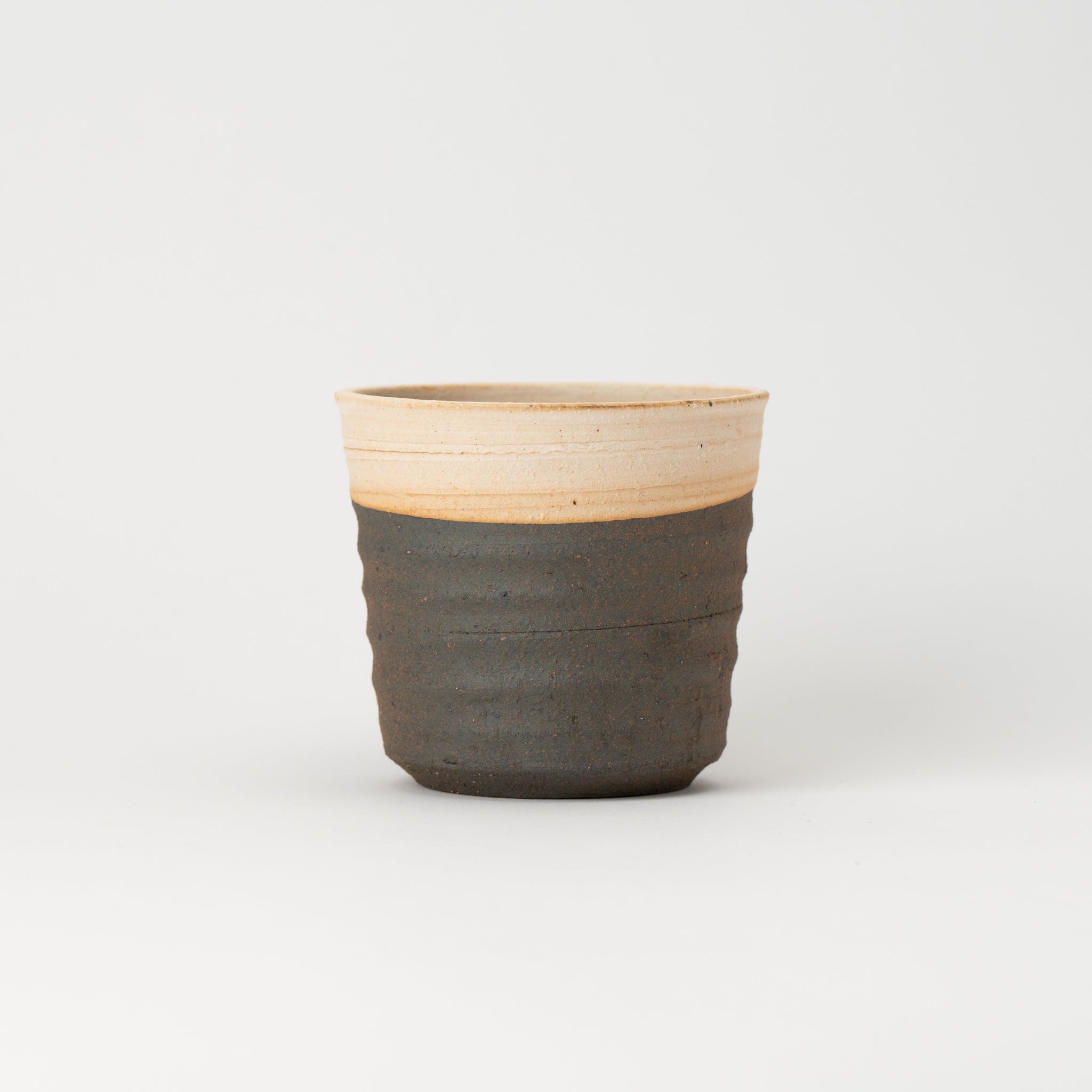 Naginowa Shigaraki Ware Double Layer Cut Japanese Bonsai Pot 3.9 in.
