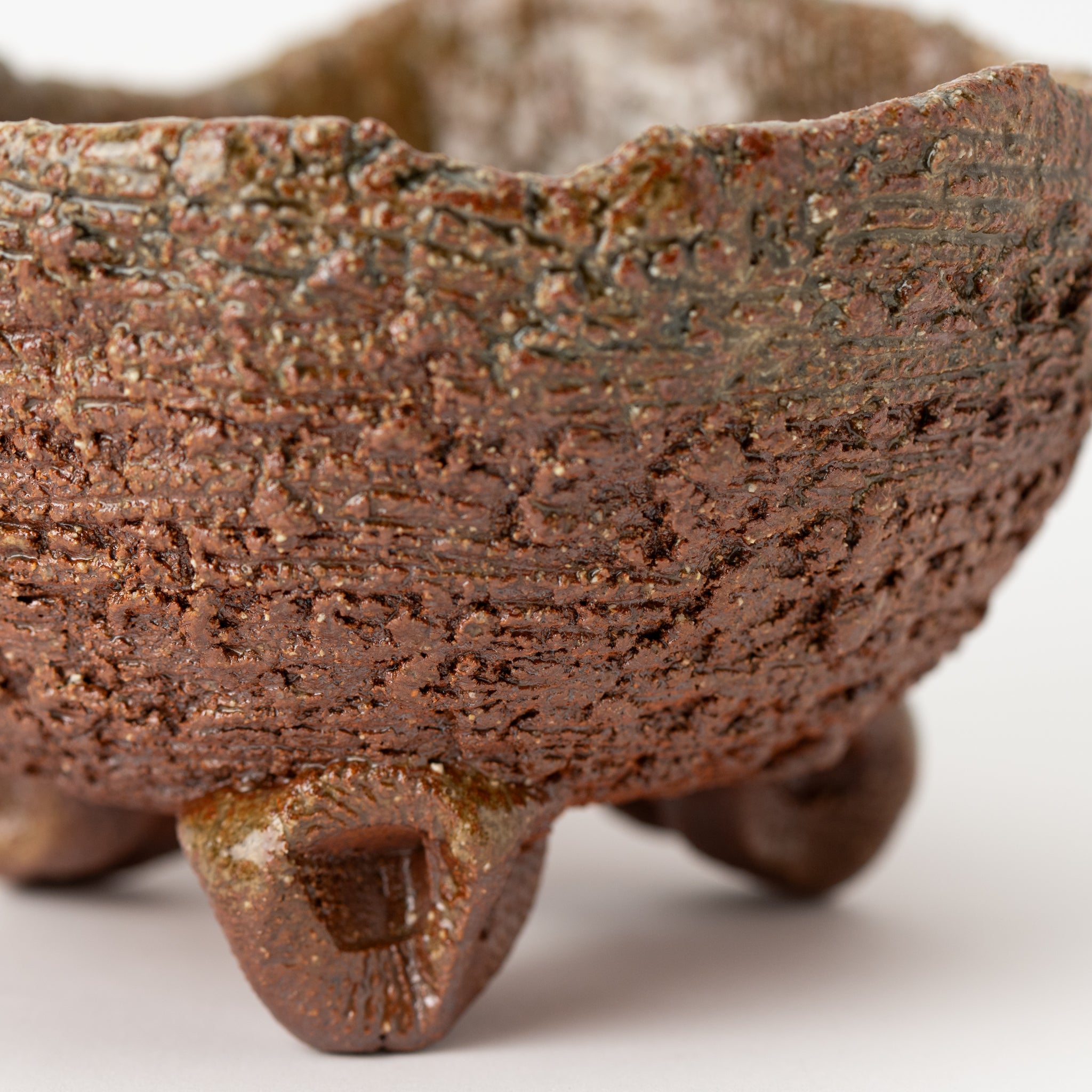 Naginowa Shigaraki Ware Flat 10 Irabo Glaze Japanese Bonsai Pot 6.3 in.