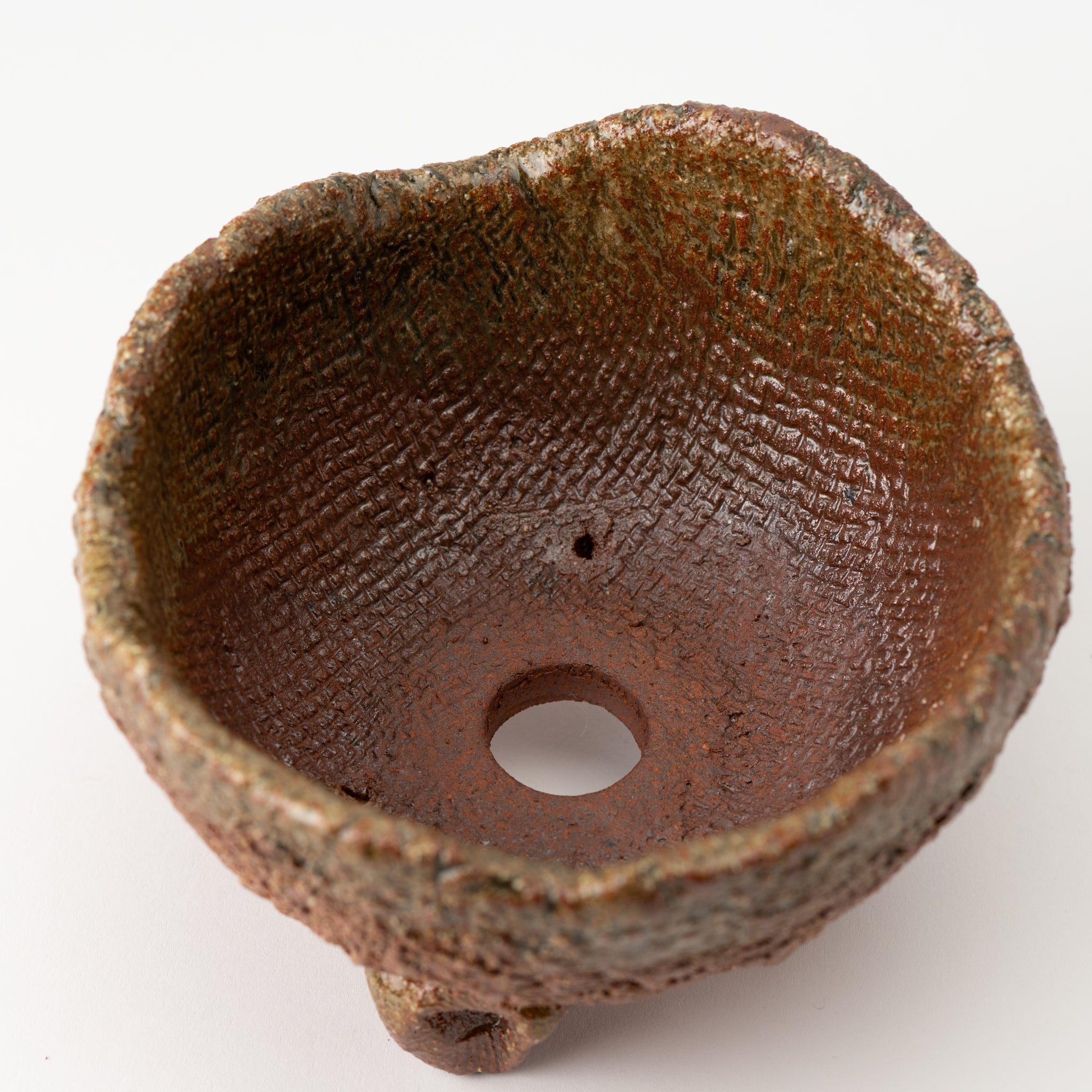Naginowa Shigaraki Ware Flat 10 Irabo Glaze Japanese Bonsai Pot 6.3 in.