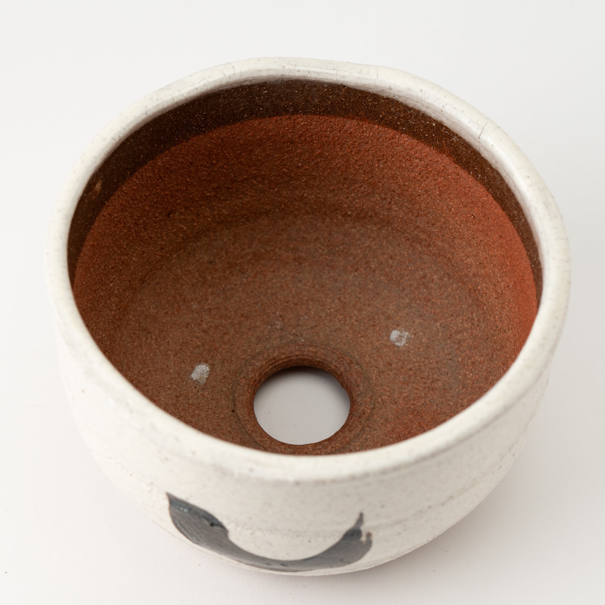 Naginowa Shigaraki Ware Medium Depth White Glaze Japanese Bonsai Pot 5.9 in.