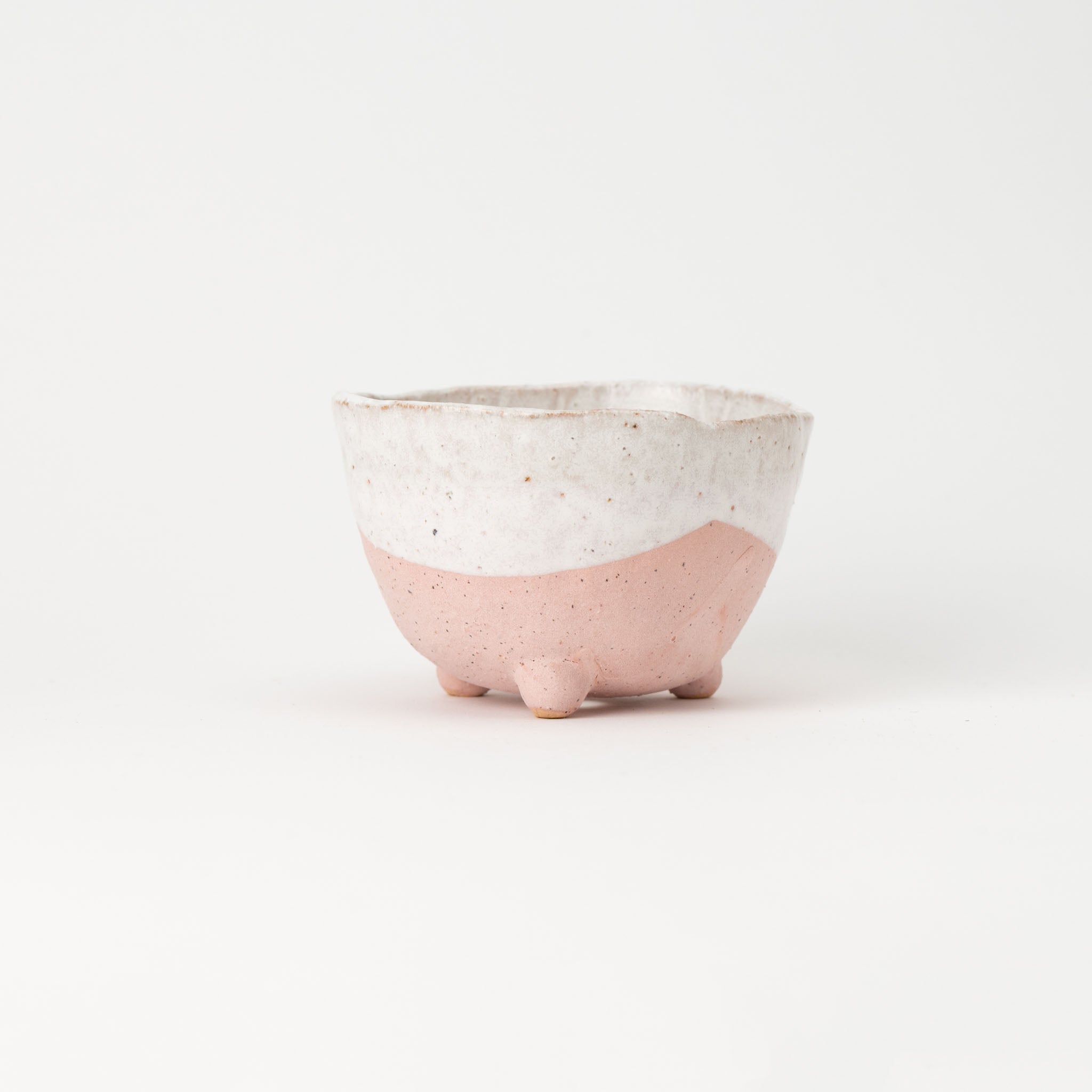 Naginowa Shigaraki Ware Pink Tripple Legged Japanese Bonsai Pot 4.5 in.