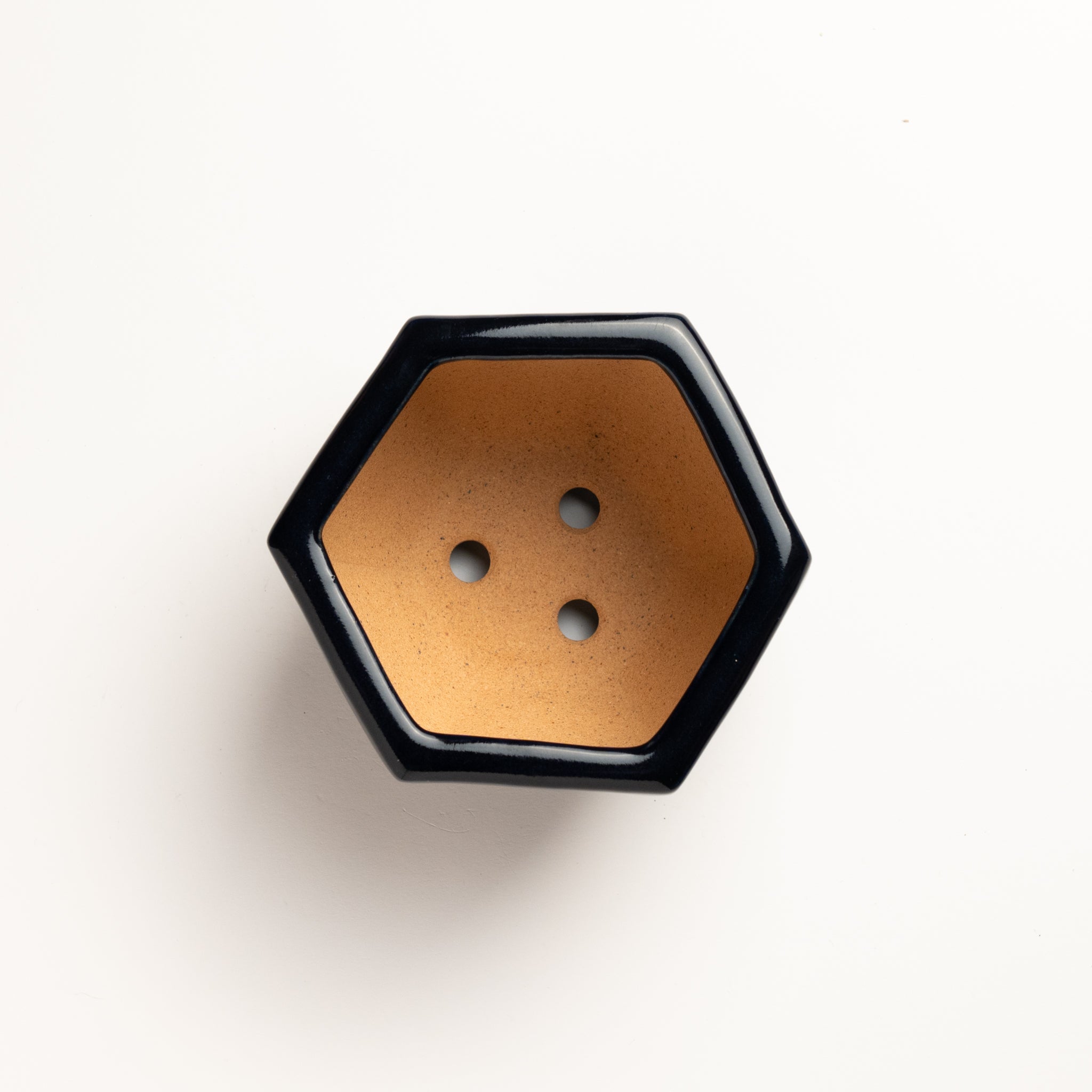 Reihou Tokoname Ware Hexagon Black Japanese Bonsai Pot 5.2 in.
