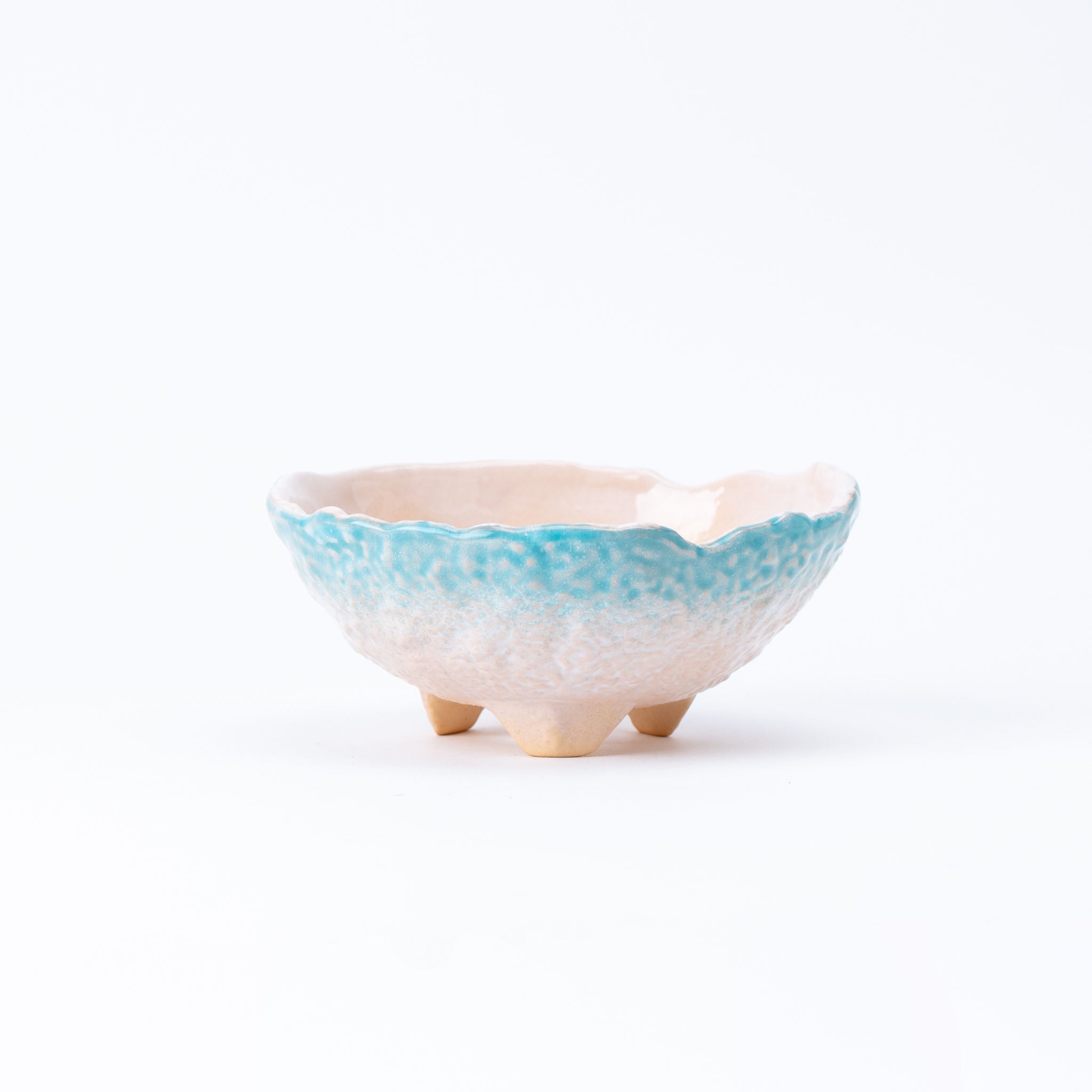 Naginowa Sea Blue 3 legs BANKO Ware Japanese Bonsai Pot 6.3in.