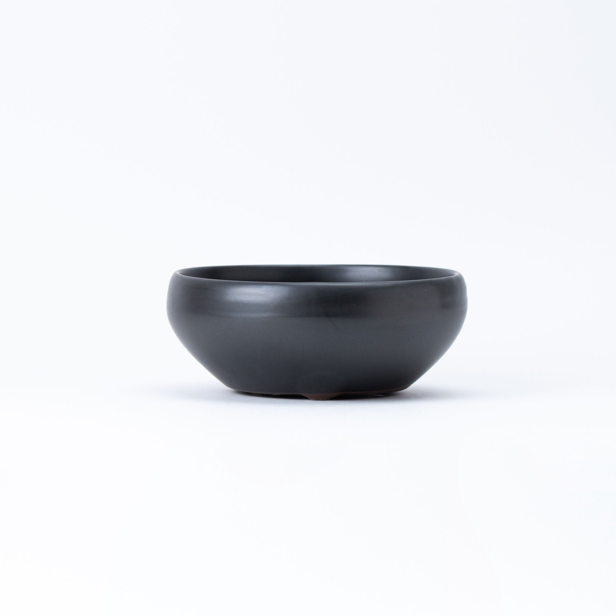 Naginowa Black Matte Circle BANKO Ware Japanese Bonsai Pot Set of 2