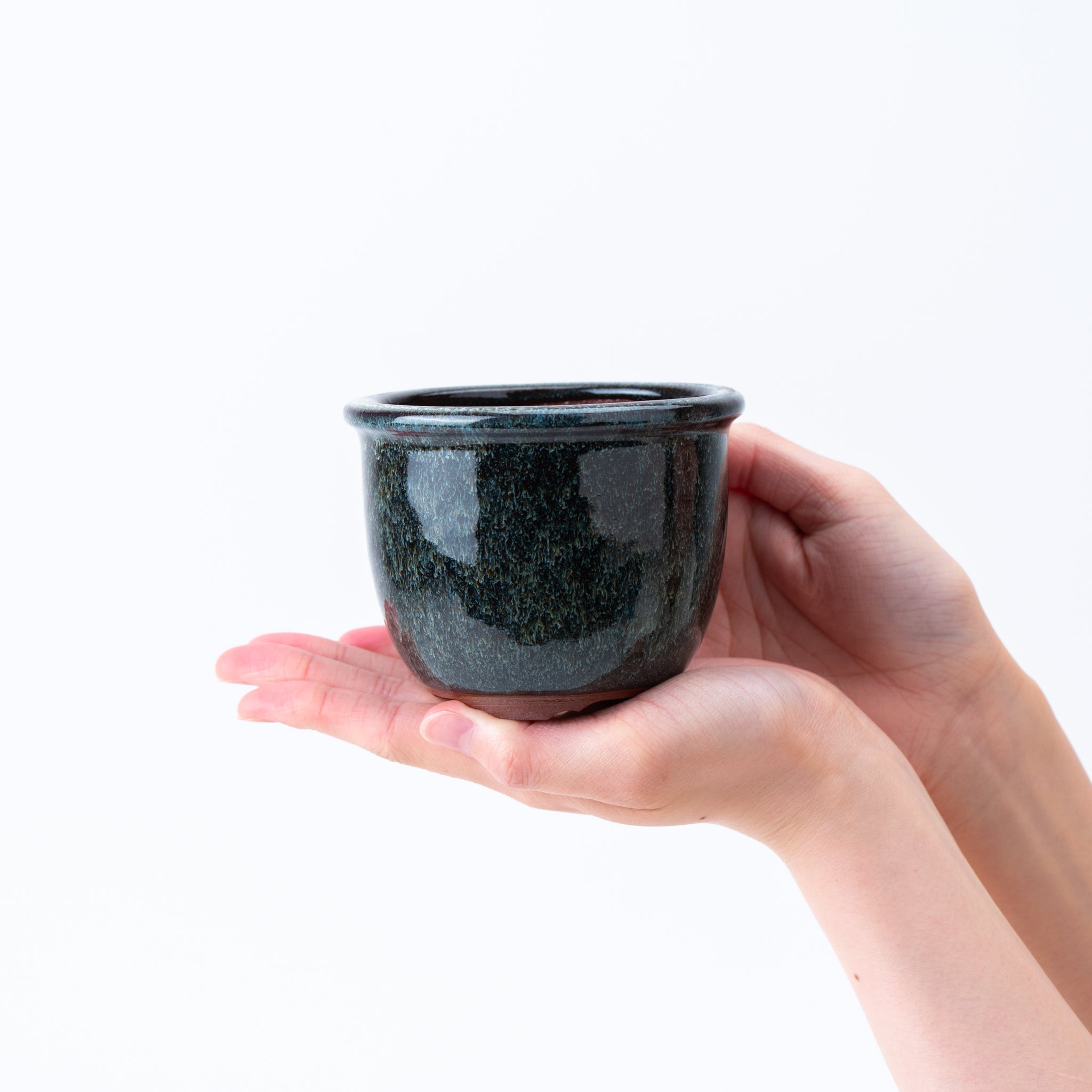 Eimei Tokoname Ware Round with Deep Rim Japanese Bonsai Pot