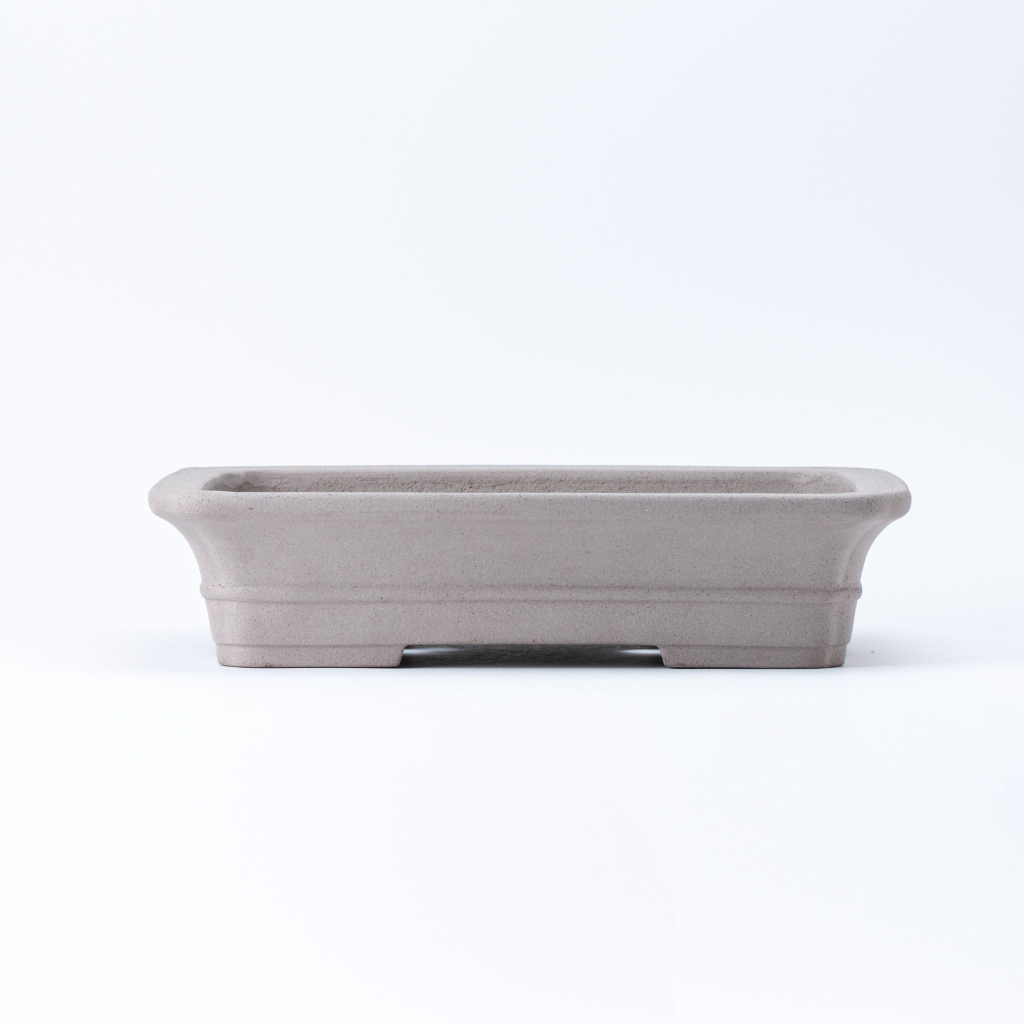 Kazan Tokoname Ware Central Band Detail Gray Japanese Bonsai Pot