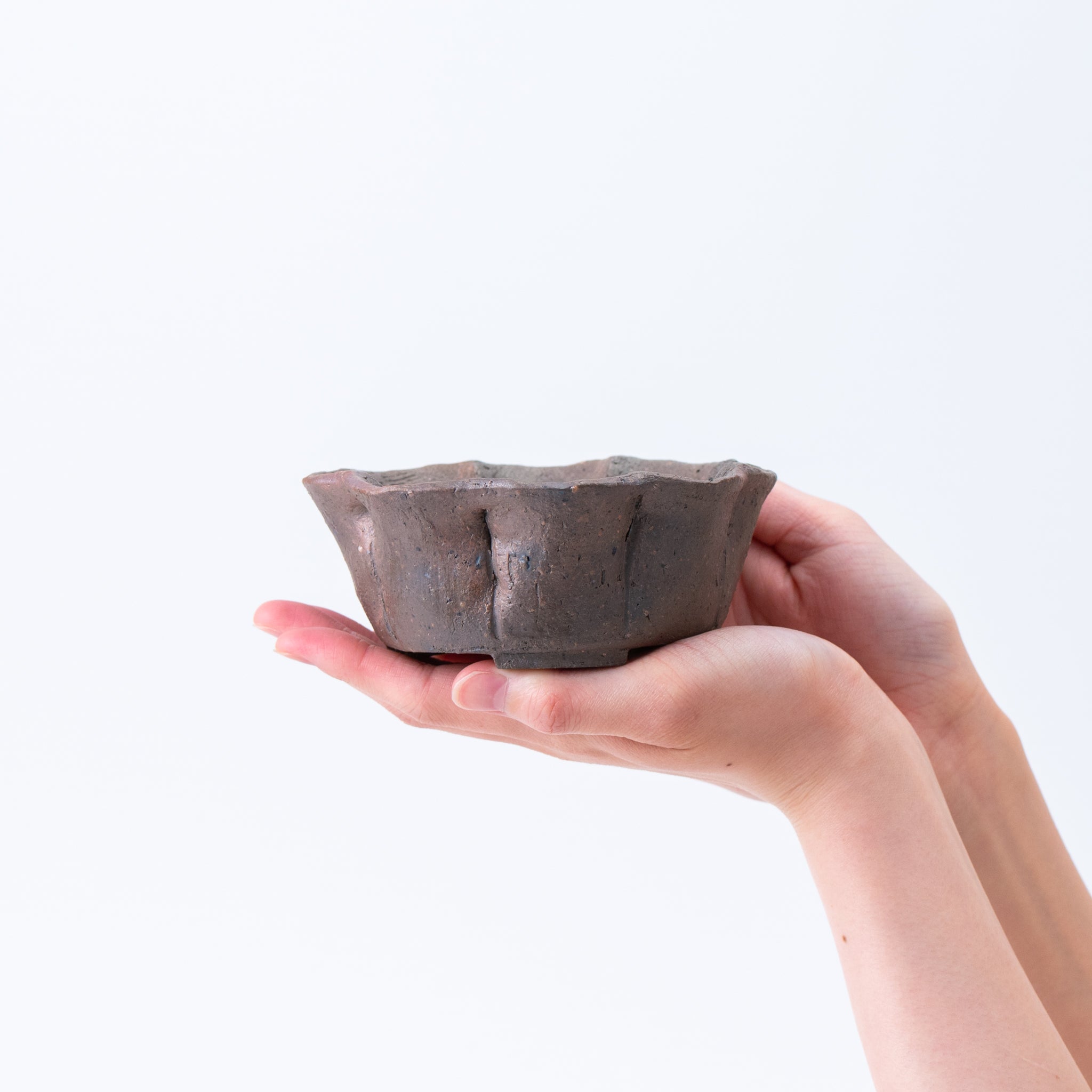 Mitsue Tokoname Ware The Shape of Plum Blossoms Japanese Bonsai Pot