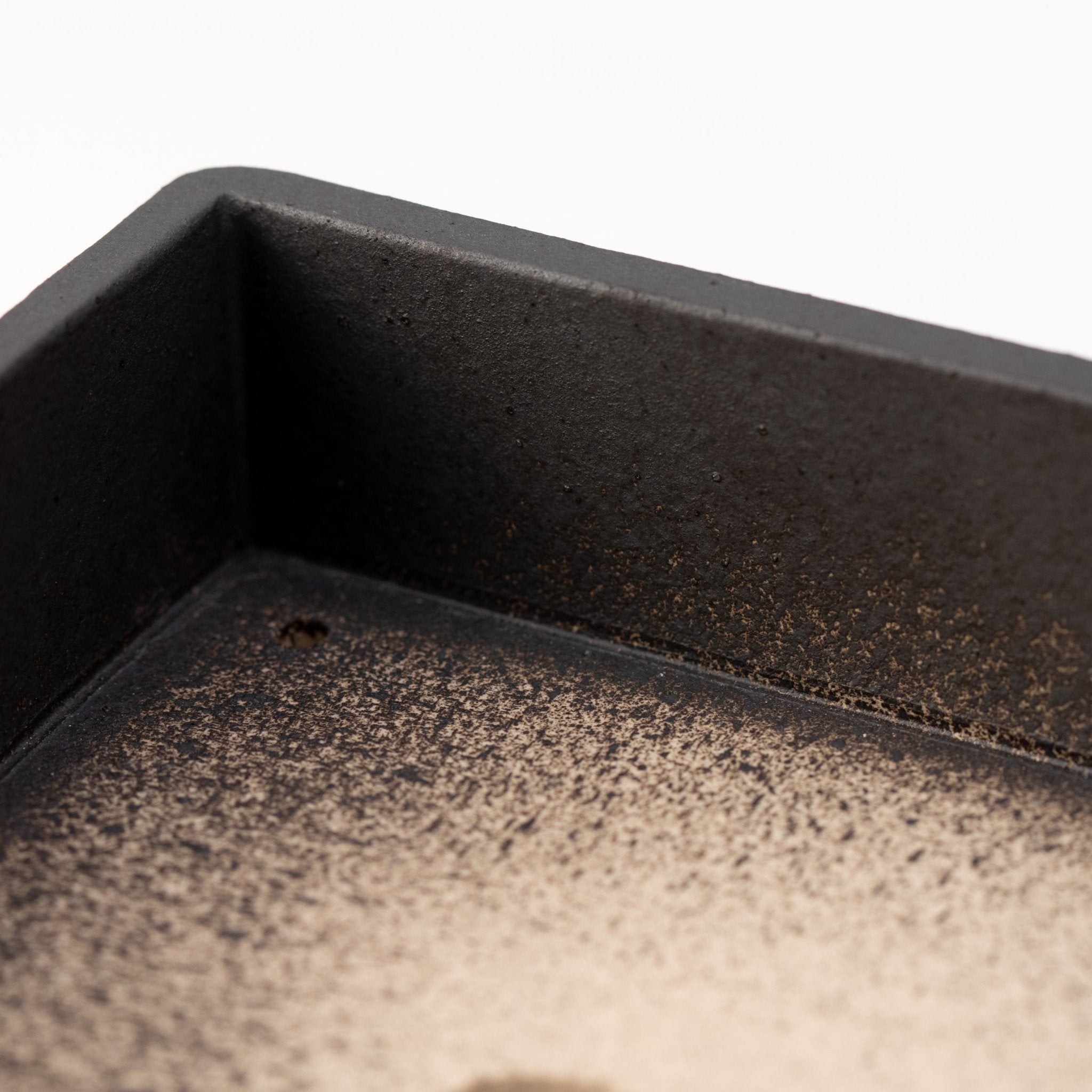 Naginowa Black square BANKO Ware Japanese Bonsai Pot 5.9in.