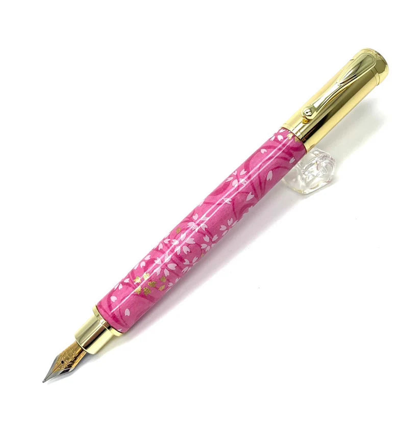F-style Miyabina Mino Washi Yuzen Pattern Magnet Cap Fountain Pen Weeping Cherry Blossom/Red TWM2317