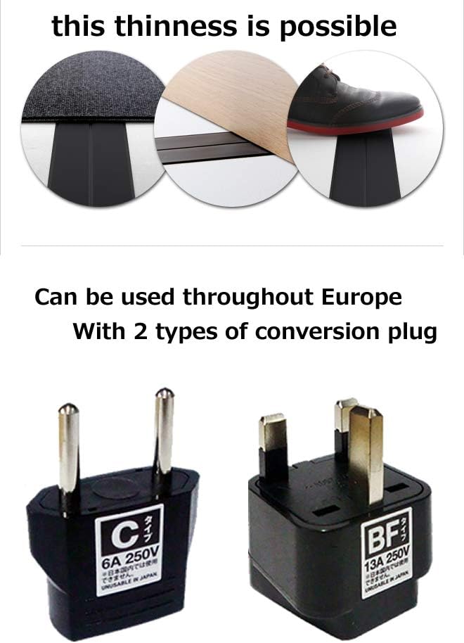 Naginowa the thinnest extension power cord in the world【Black】