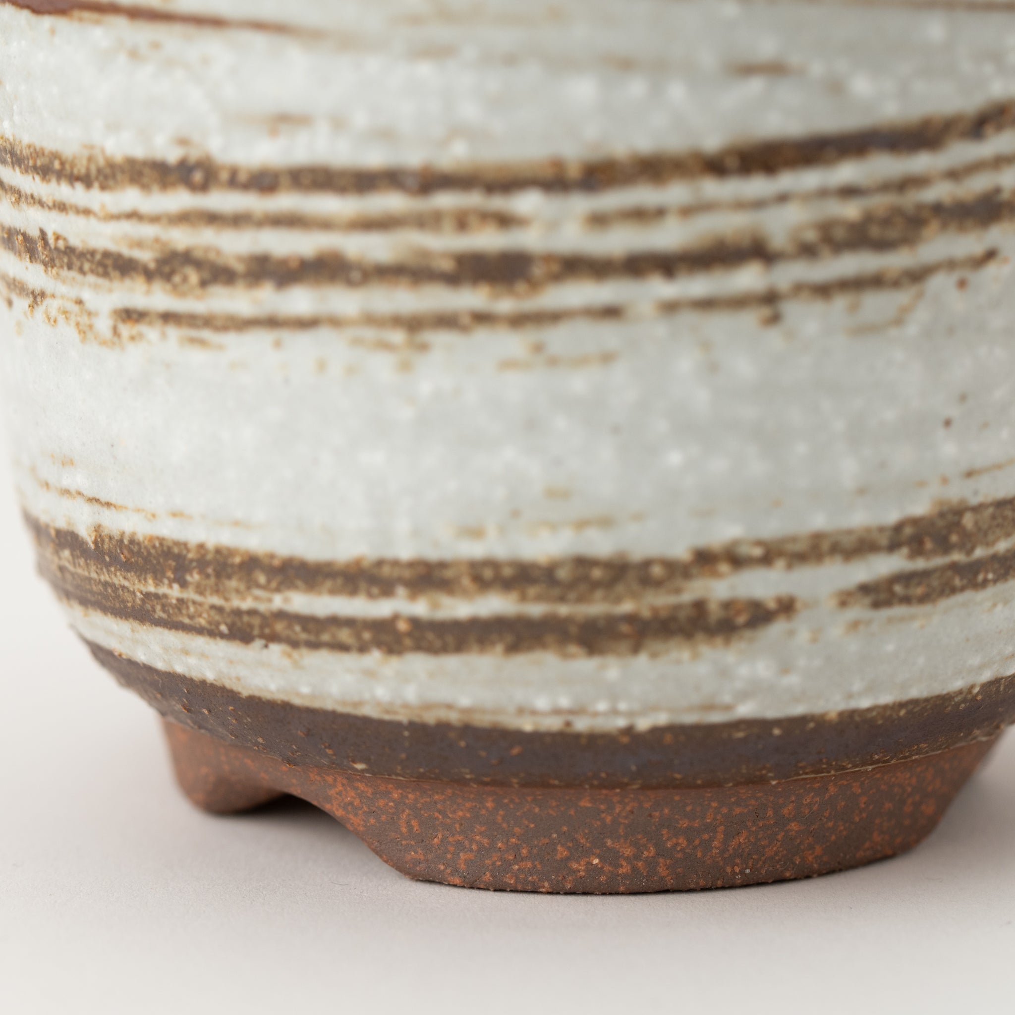 Naginowa Brush Marks Rounded BANKO Ware Japanese Bonsai Pot 4.3in.