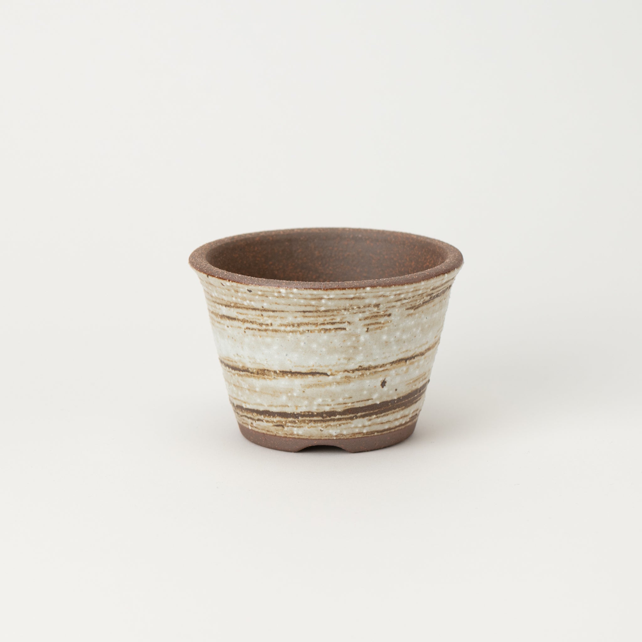 Naginowa Brush Marks Standard BANKO Ware Japanese Bonsai Pot 4.3in.
