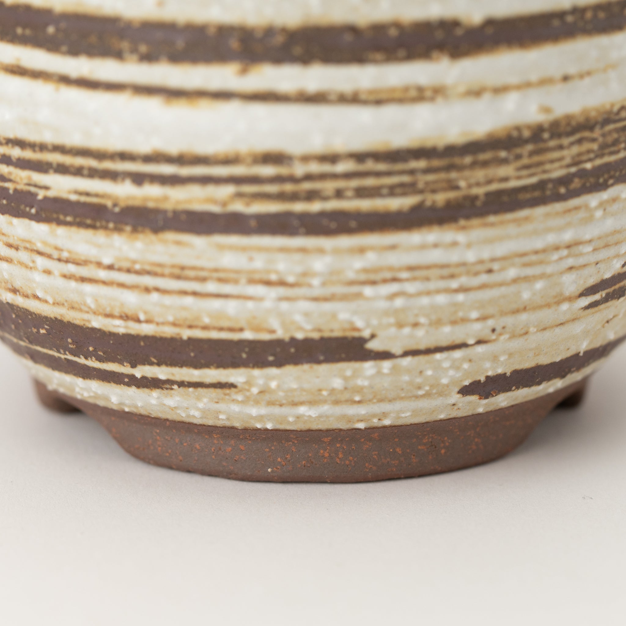 Naginowa Brush Marks Deep rounded BANKO Ware Japanese Bonsai Pot 4.7in.