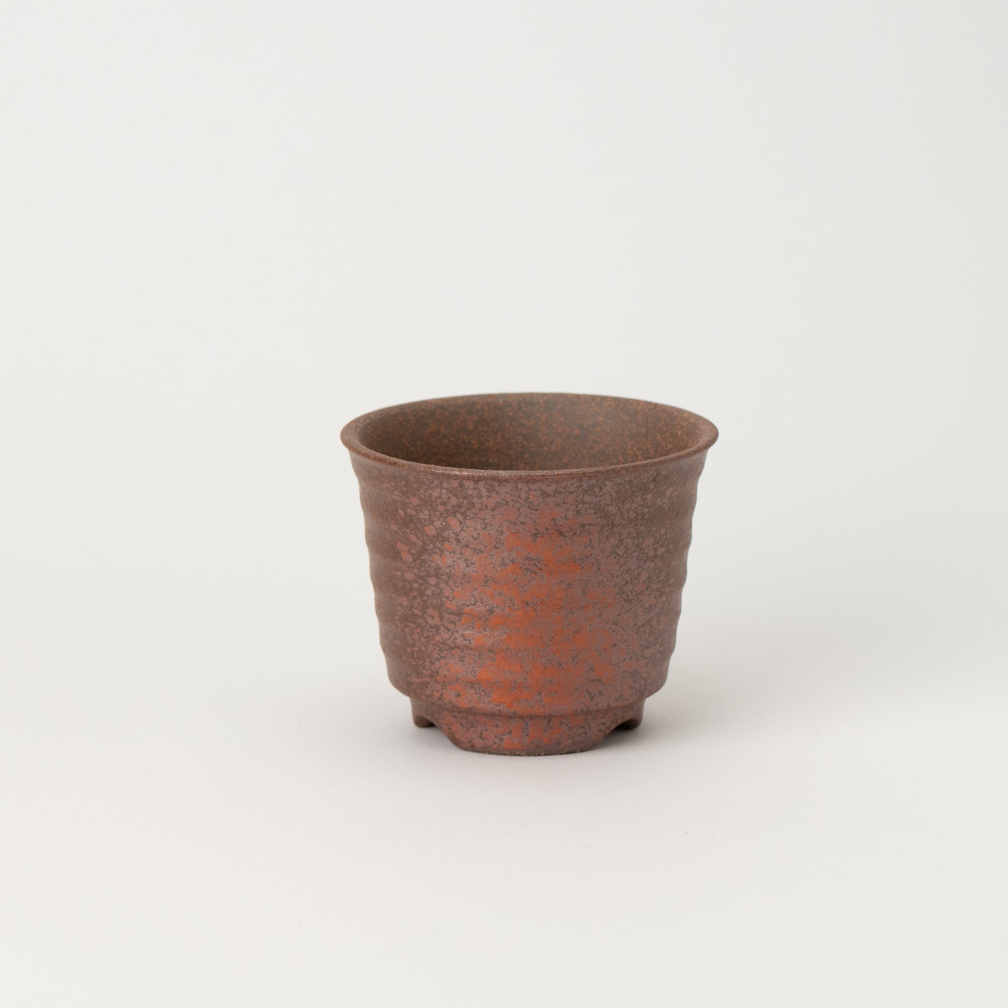 Naginowa Akafuki Corrugated BANKO Ware Japanese Bonsai Pot 3.6 in.