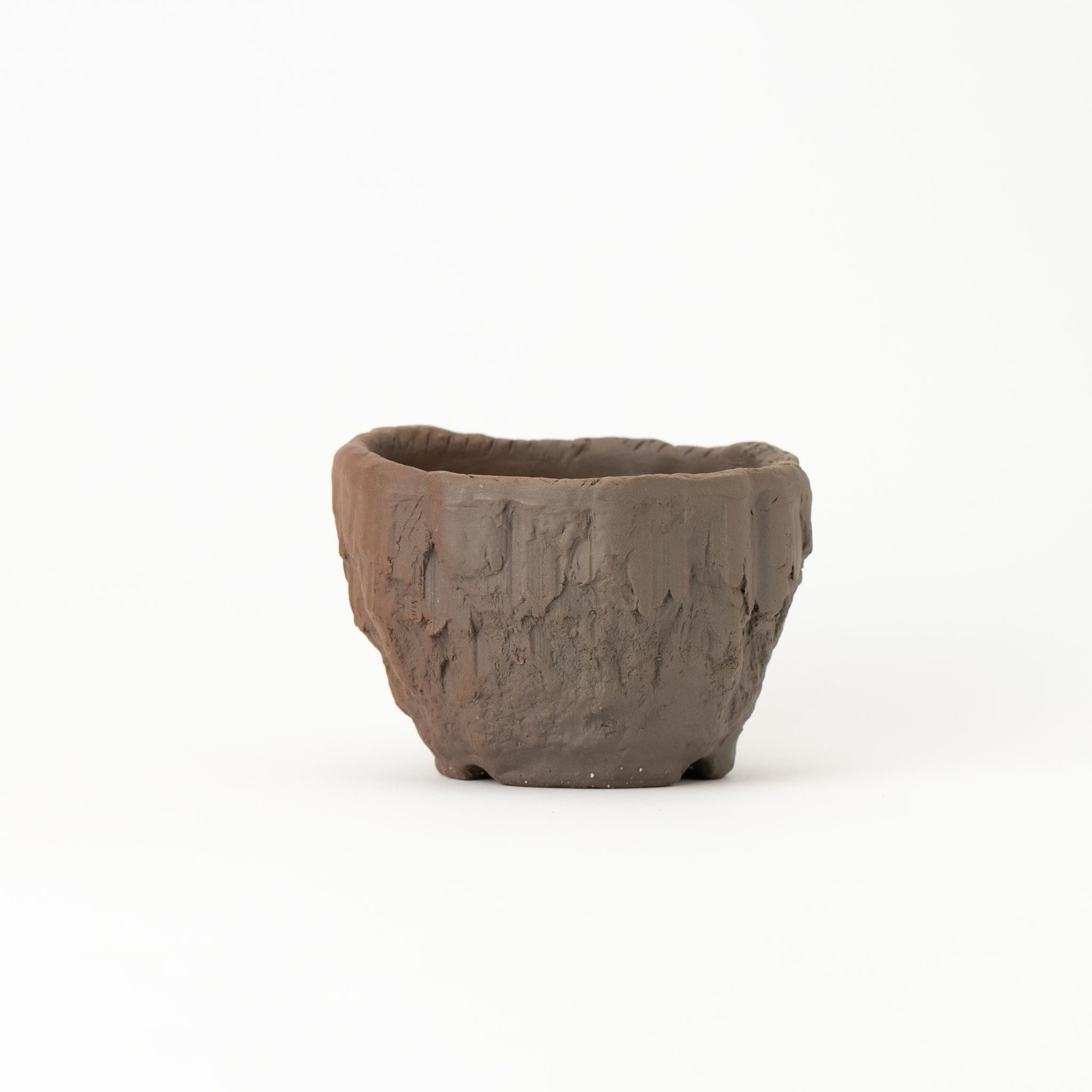 Naginowa Muddy Rock BANKO Ware Japanese Bonsai Pot 4.9 in.