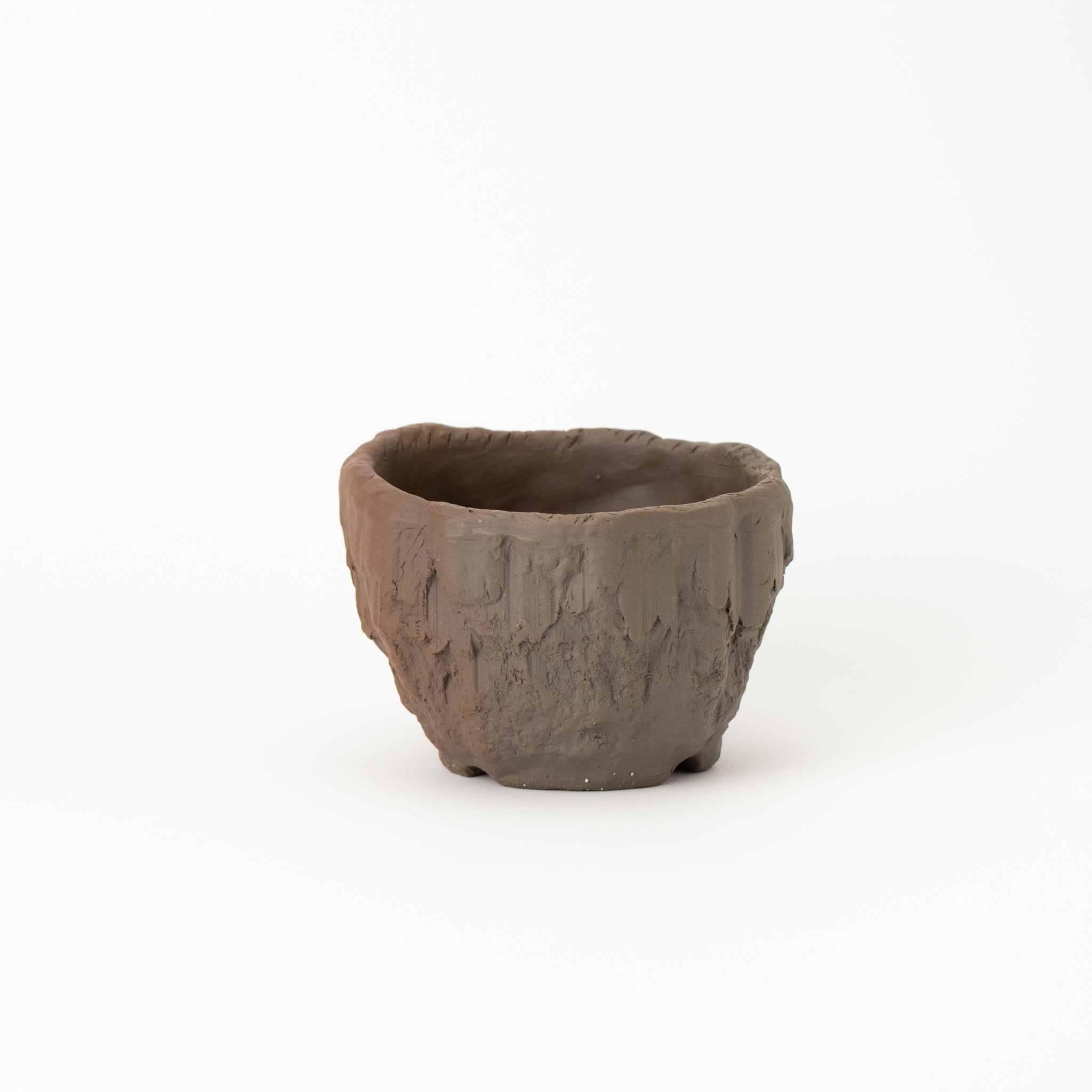 Naginowa Muddy Rock BANKO Ware Japanese Bonsai Pot 4.9 in.