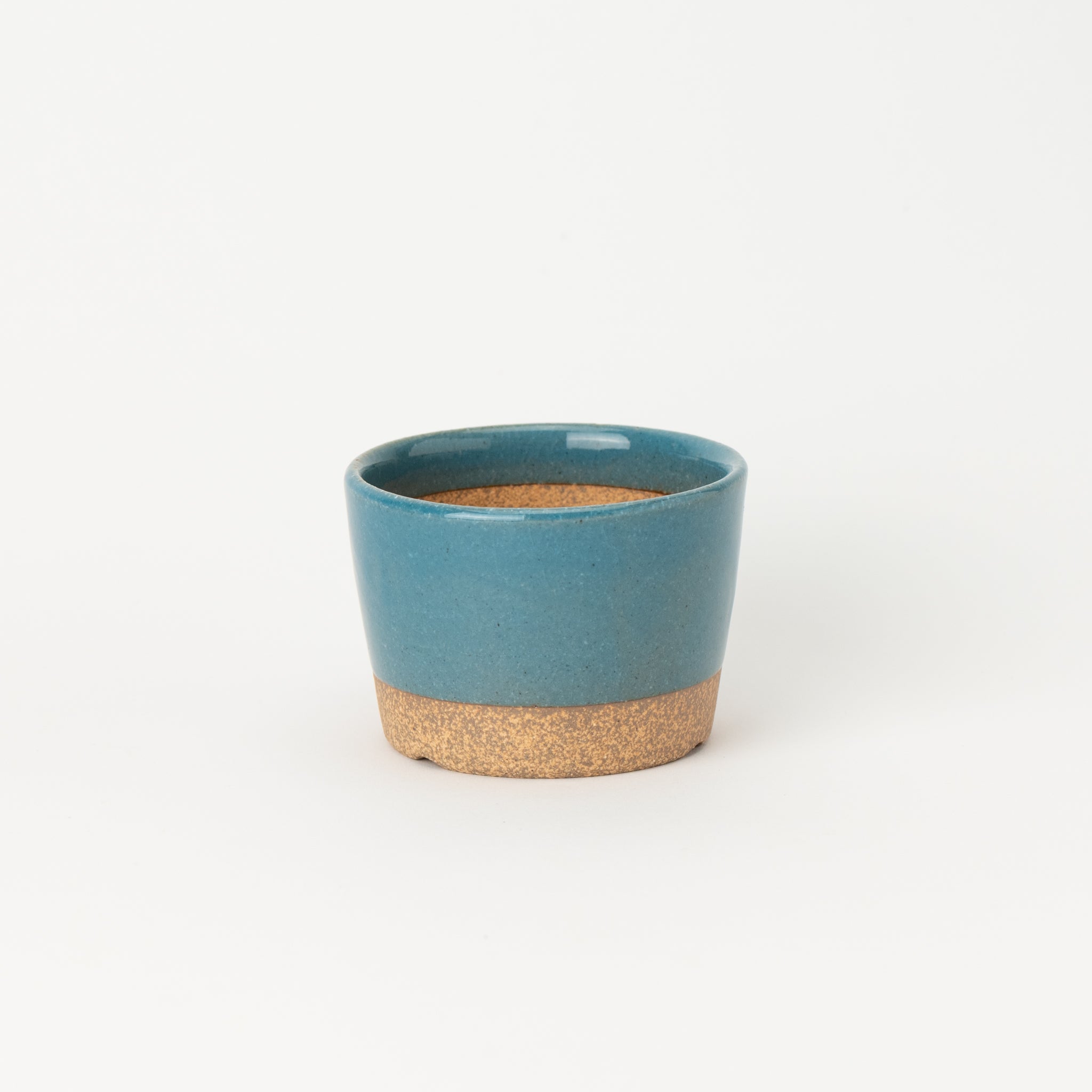 Naginowa Kutani Ware Blue Japanese Bonsai Pot 3.5 in.