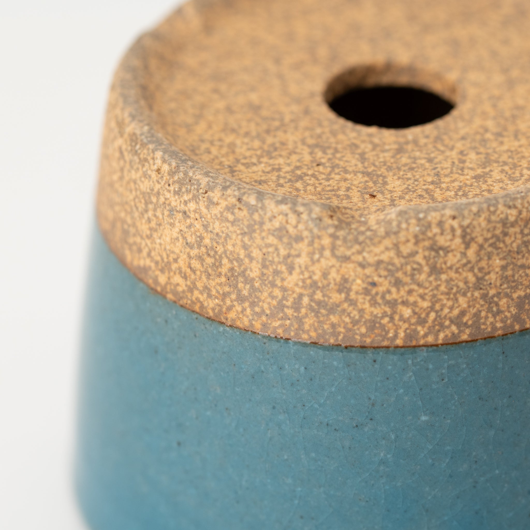 Naginowa Kutani Ware Blue Japanese Bonsai Pot 3.5 in.