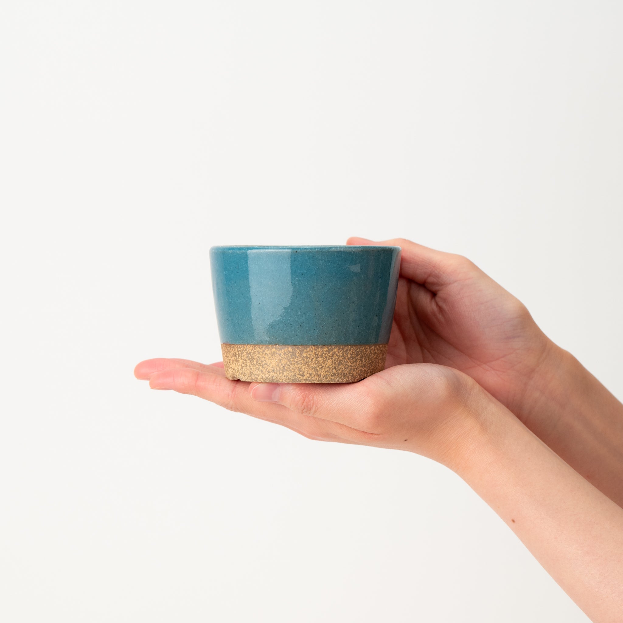 Naginowa Kutani Ware Blue Japanese Bonsai Pot 3.5 in.
