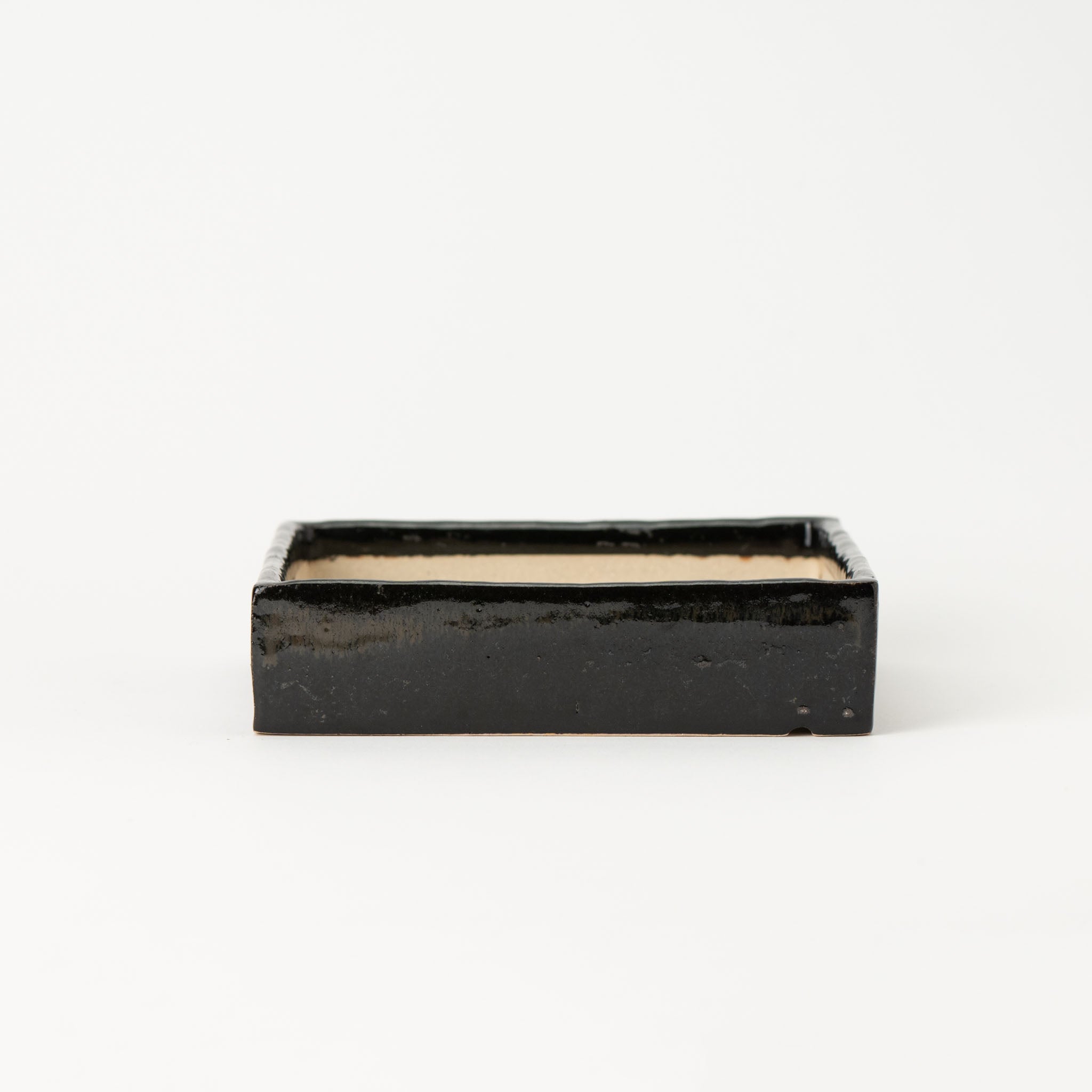 Juko Tokoname Ware Square Blackening Japanese Bonsai Pot 6.3 in.
