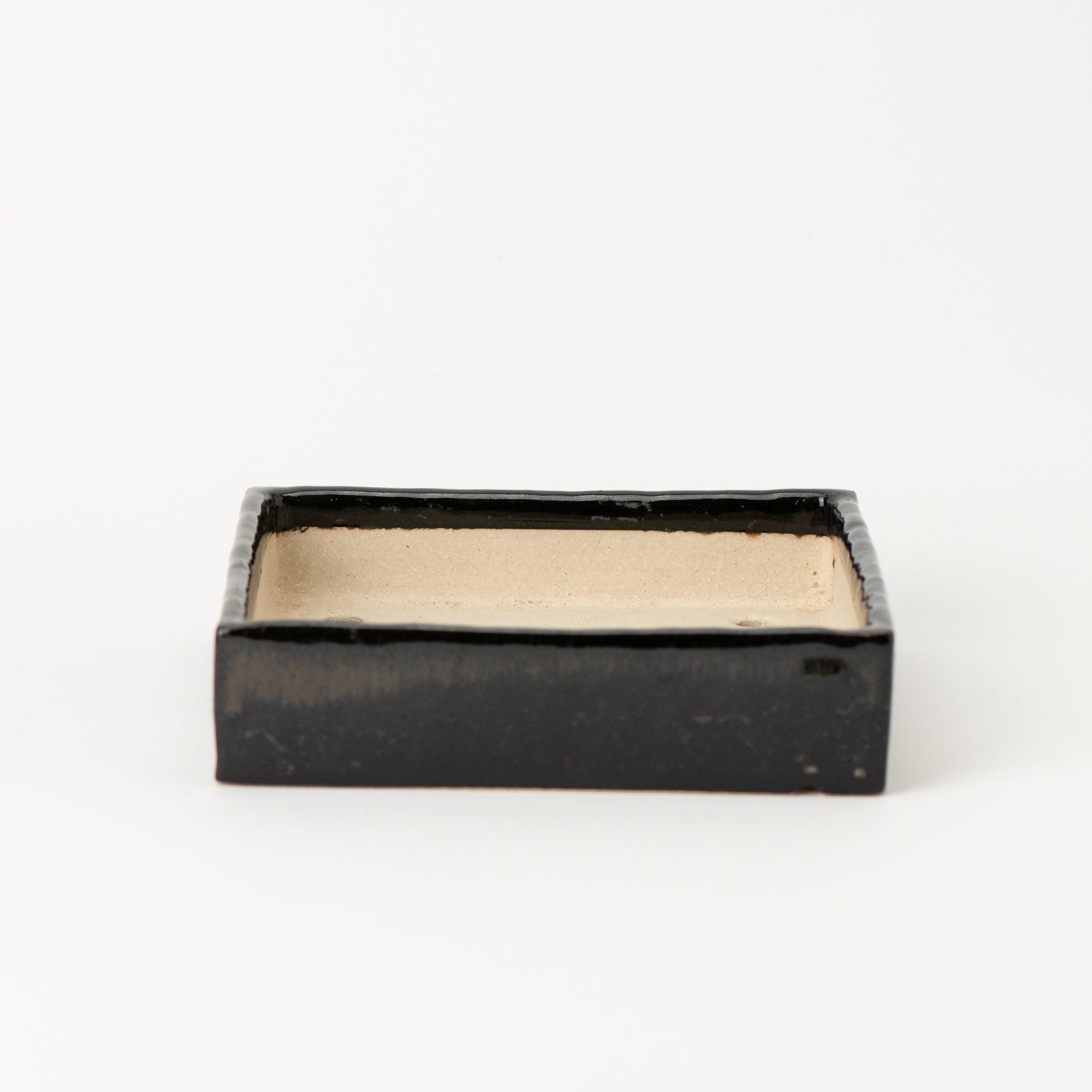 Juko Tokoname Ware Square Blackening Japanese Bonsai Pot 6.3 in.