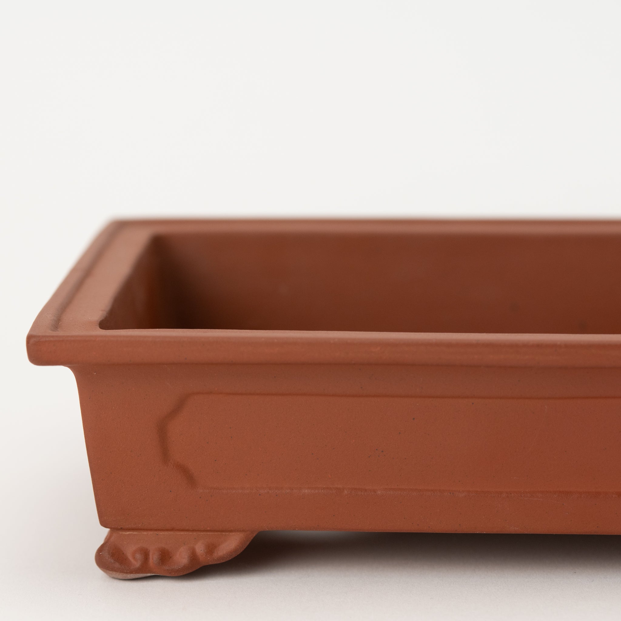 Tousen Tokoname Ware Rectangle Vermilion Japanese Bonsai Pot No.6.5