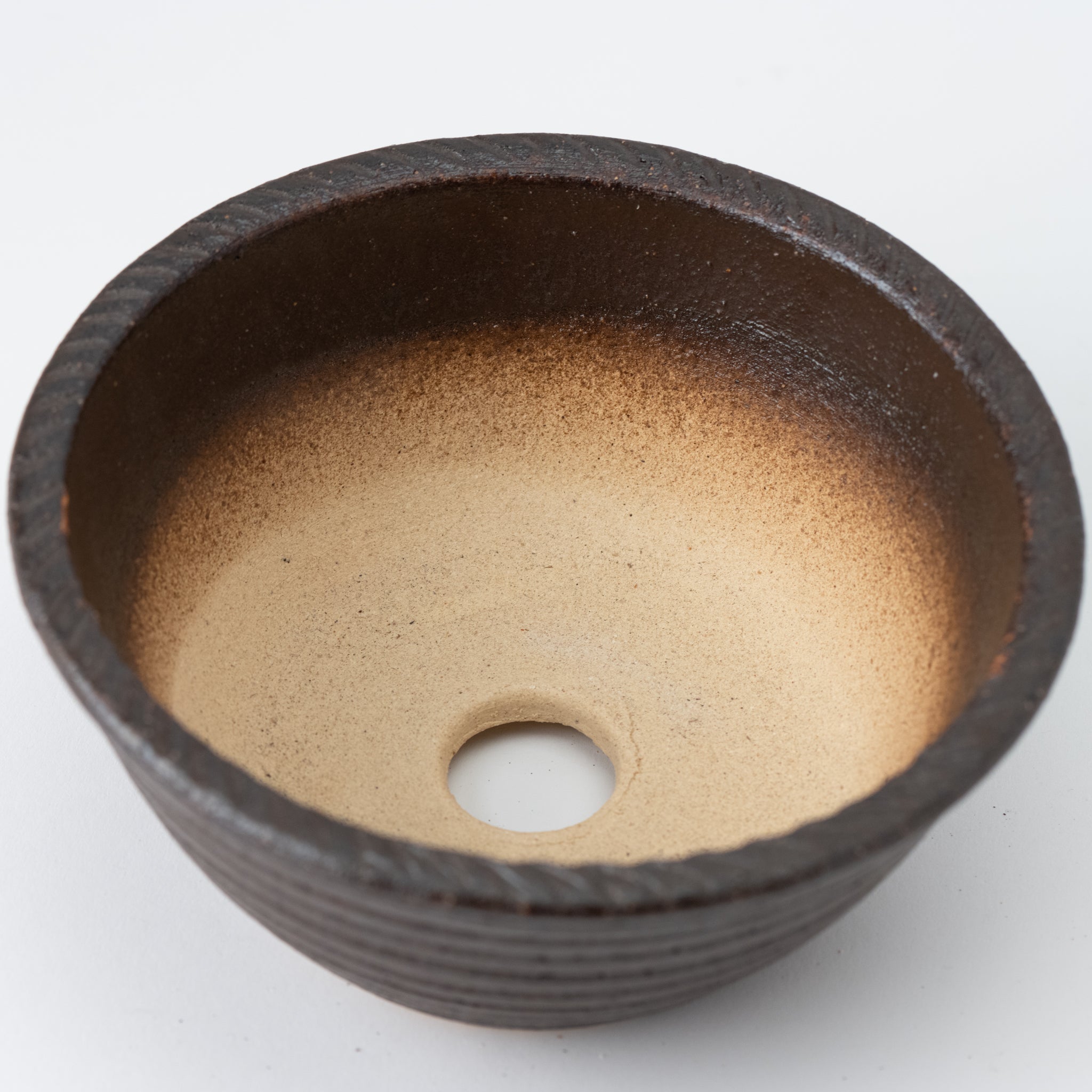Naginowa Shigaraki Ware Burnt Lined Japanese Bonsai Pot 7.1 in.