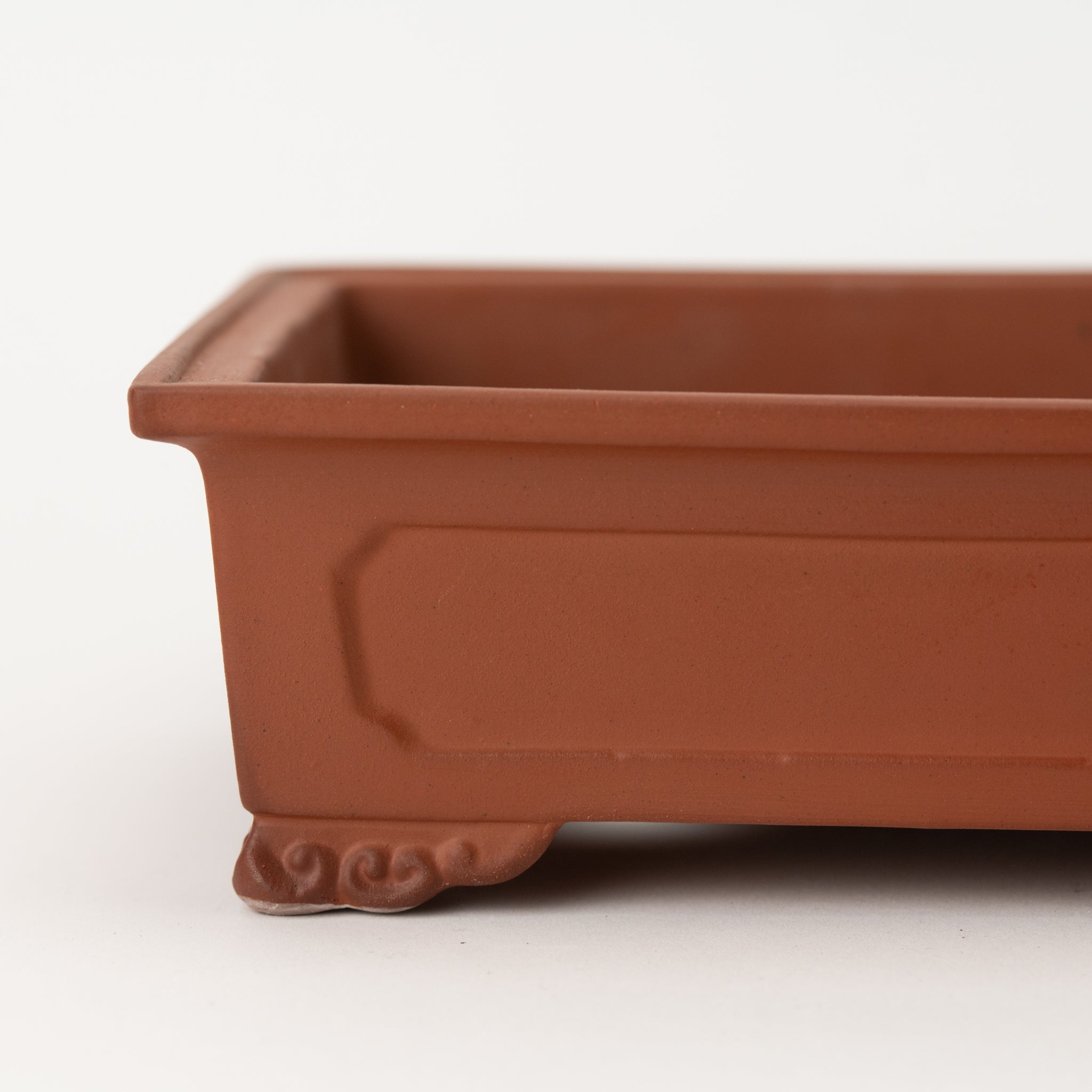 Tousen Tokoname Ware Rectangle Vermilion Japanese Bonsai Pot No.8.5