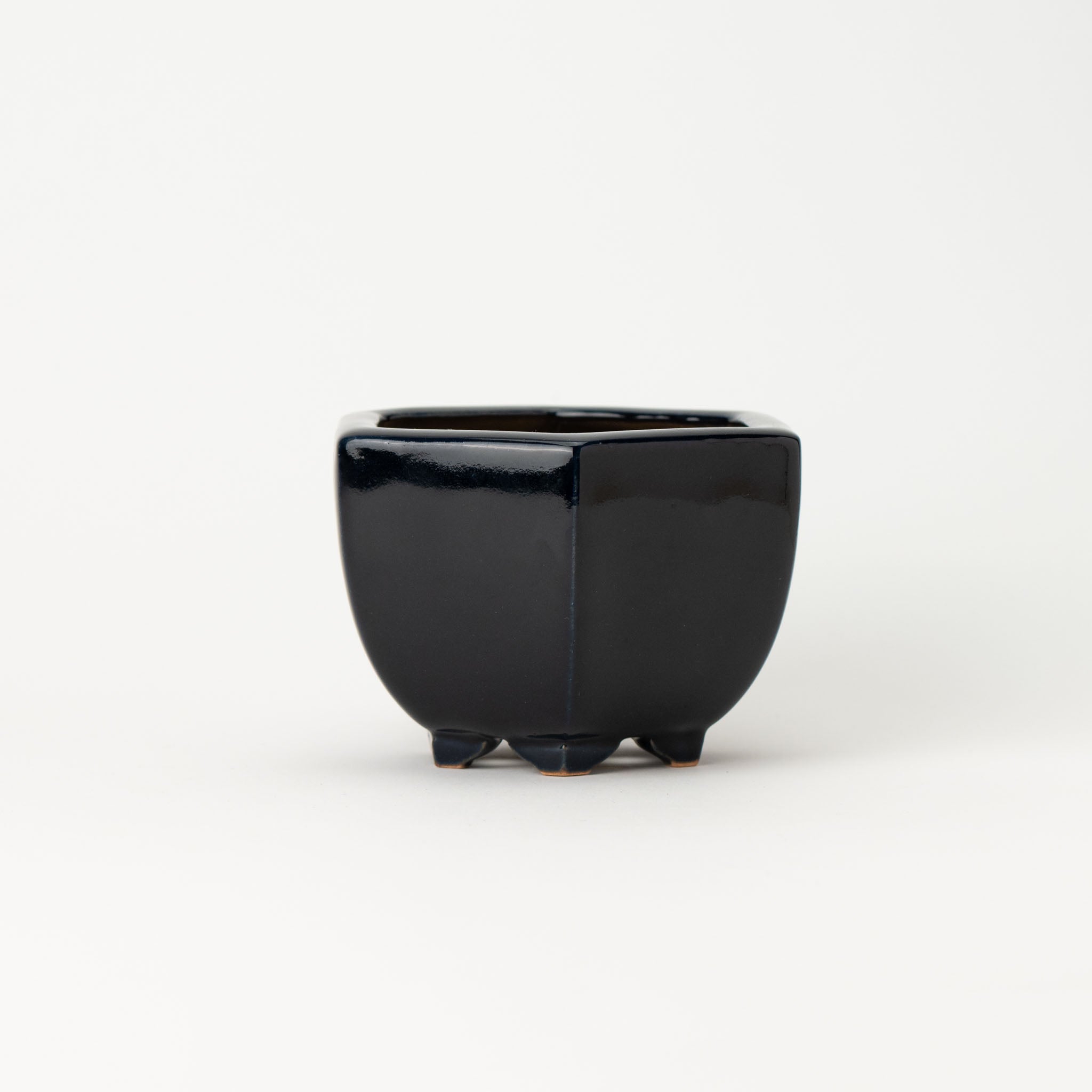 Reihou Tokoname Ware Hexagon Black Japanese Bonsai Pot 5.2 in.