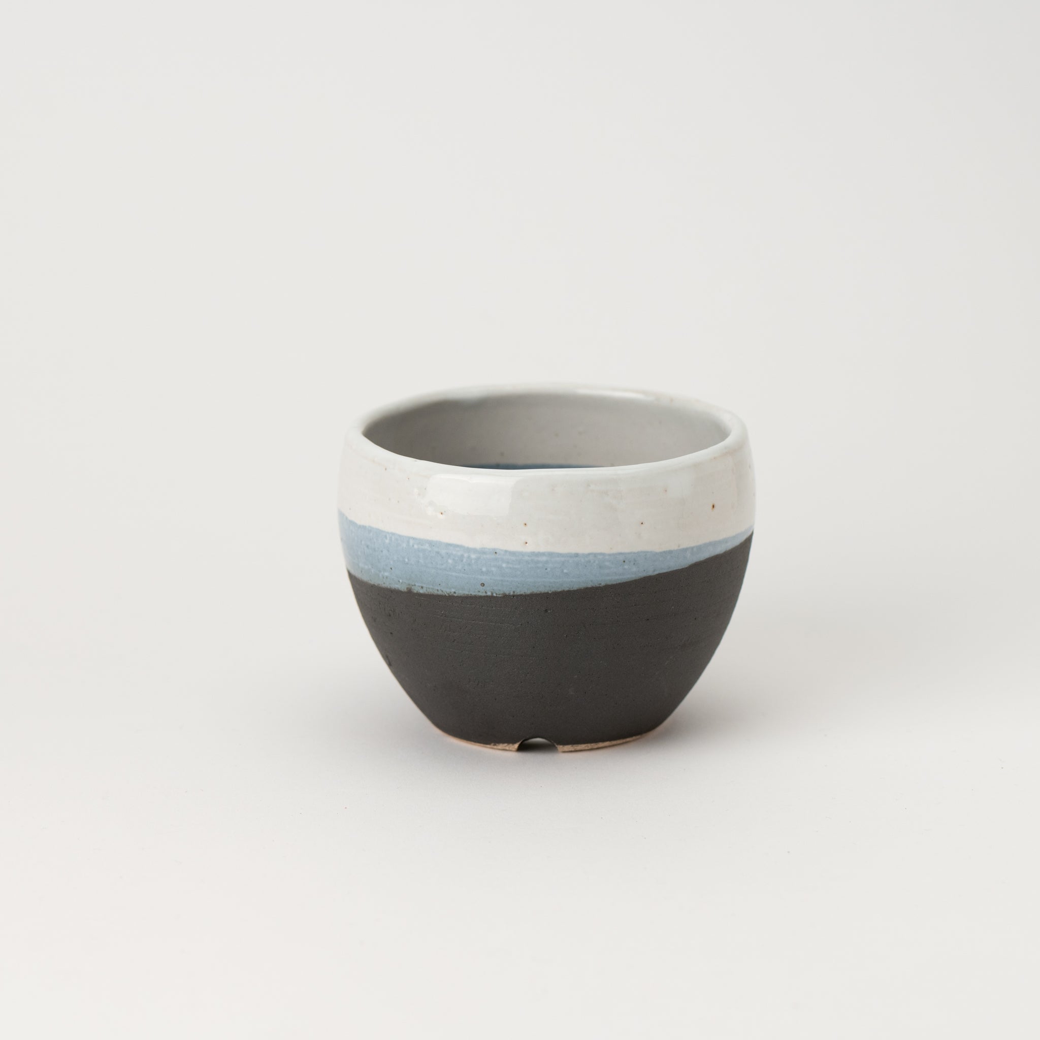 Naginowa Shigaraki Ware Black and White Japanese Bonsai Pot