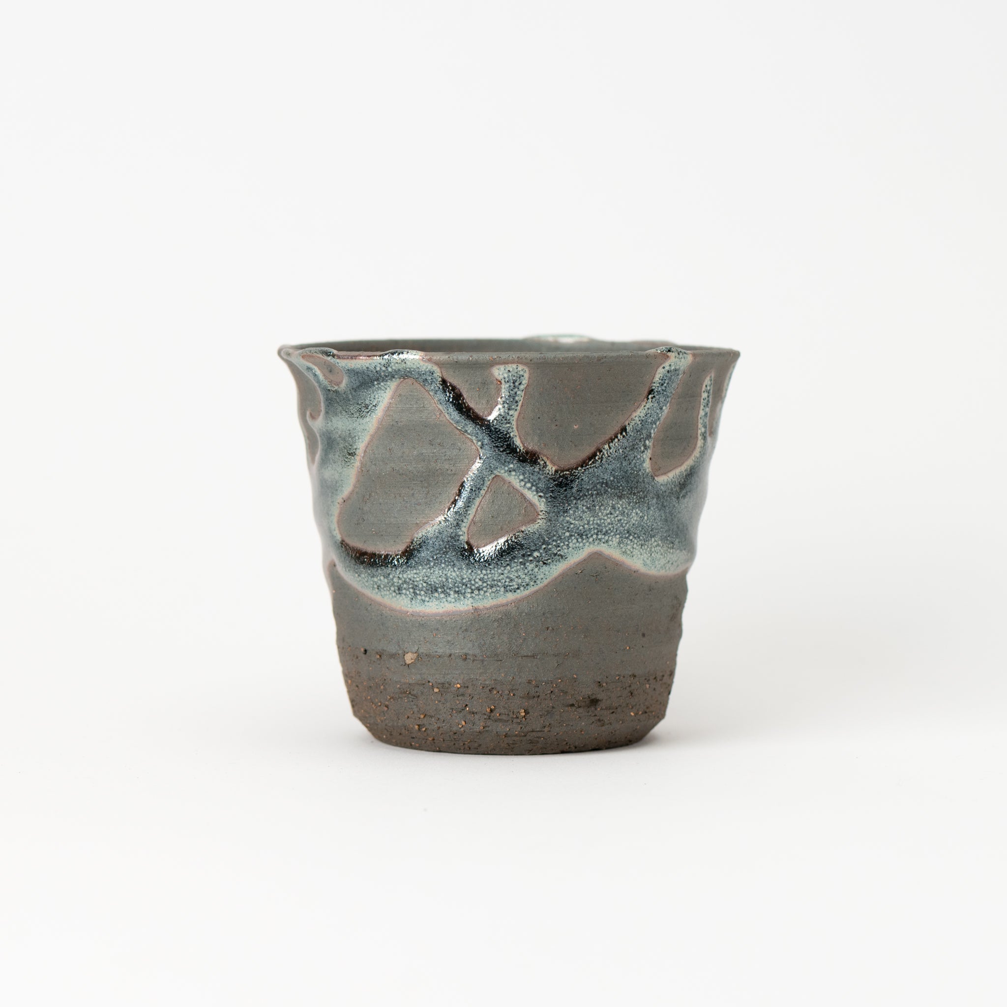 Naginowa Shigaraki Ware Iron Glaze Deep Japanese Bonsai Pot 3.1 in.