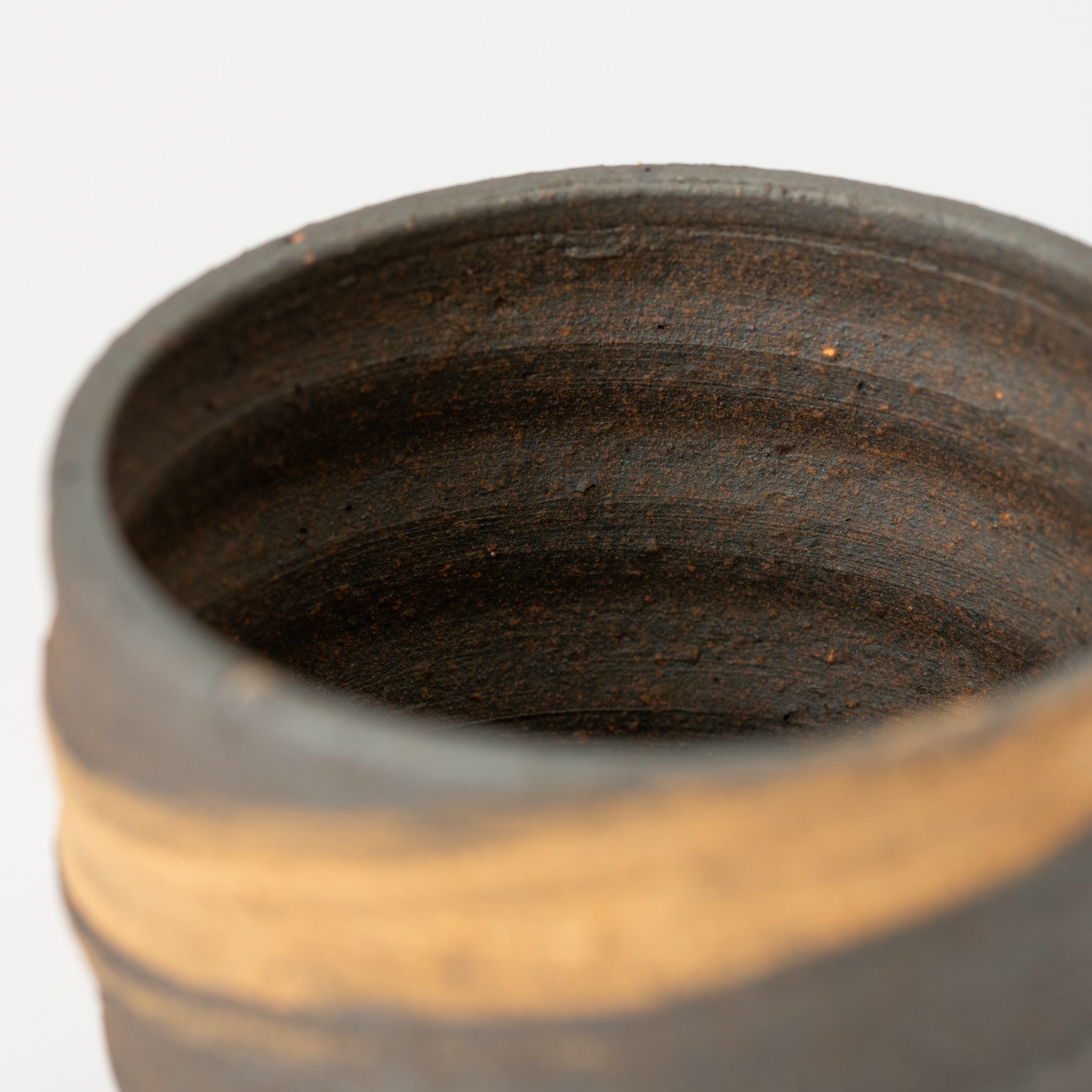 Naginowa Shigaraki Ware Brush Marks Round Japanese Bonsai Pot 3.1 in.