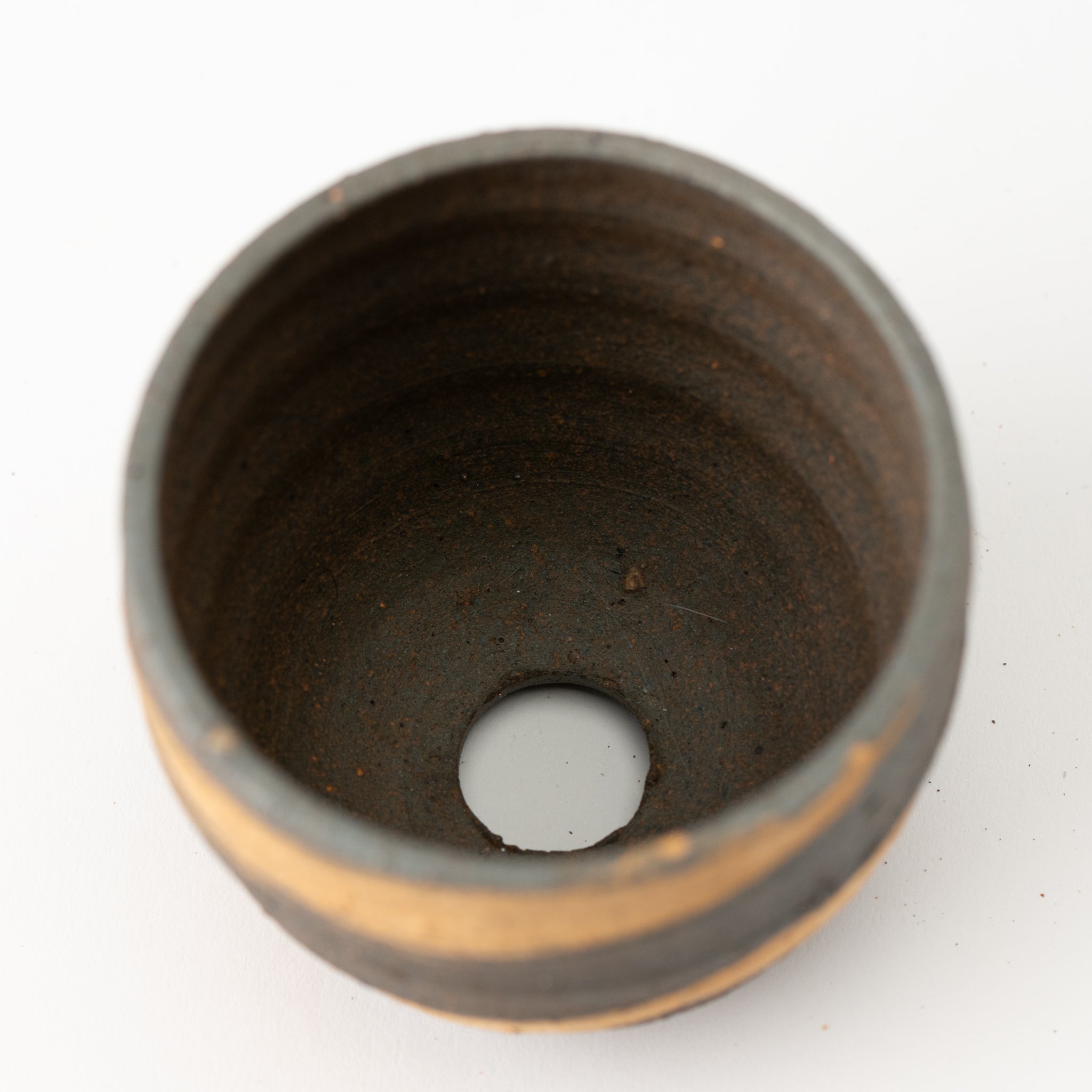 Naginowa Shigaraki Ware Brush Marks Round Japanese Bonsai Pot 3.1 in.