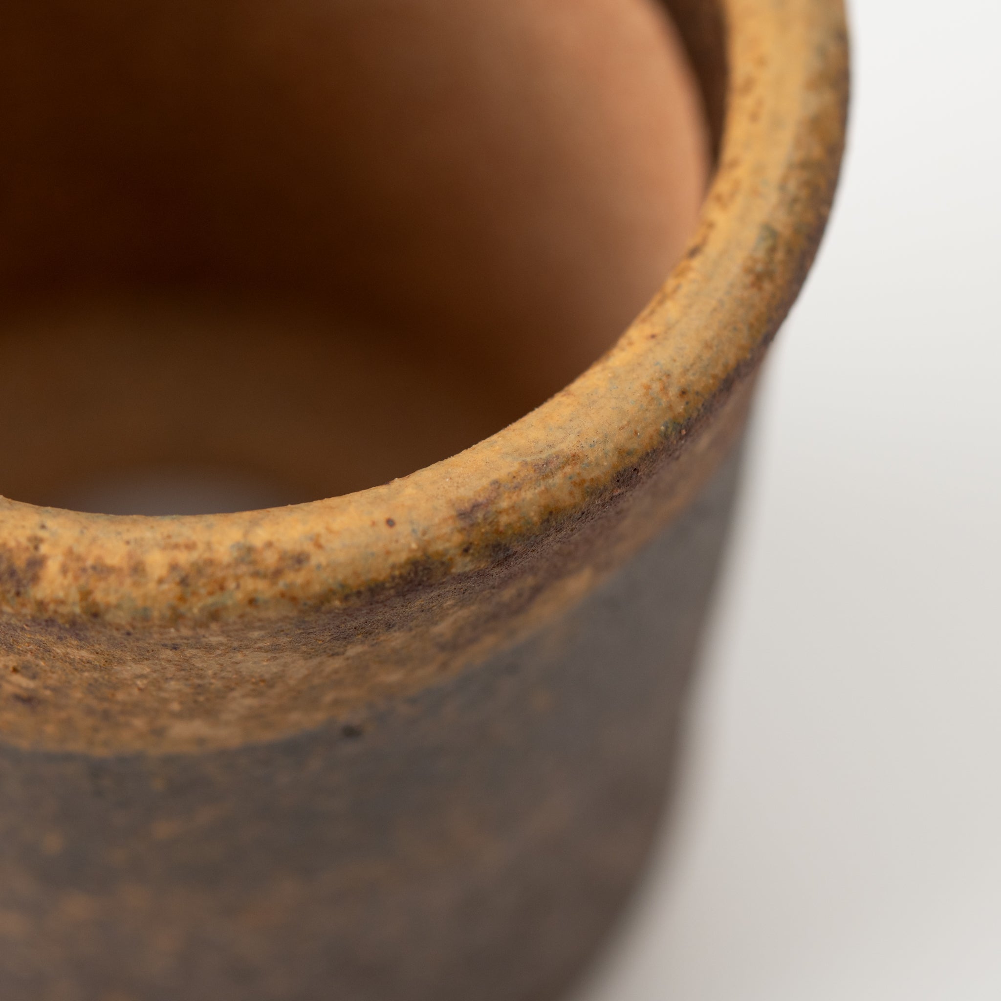 Naginowa Shigaraki Ware Cut Iron Glaze Japanese Bonsai Pot 3.7 in.