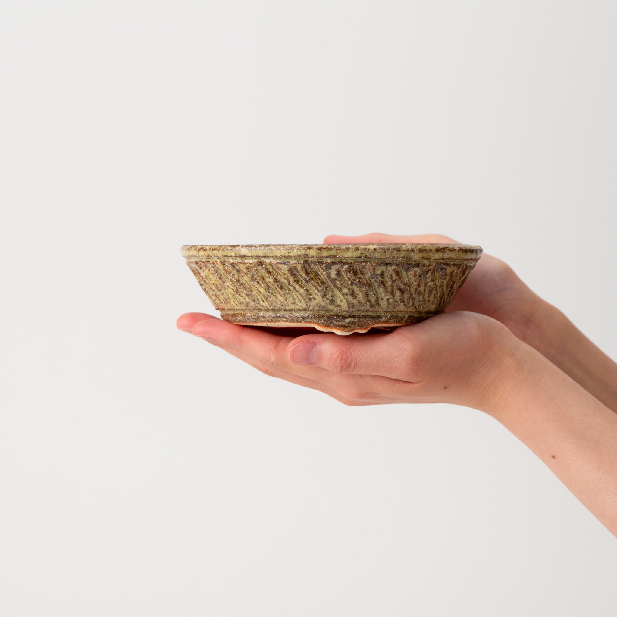 Naginowa Shigaraki Ware Curve Shaped Japanese Bonsai Pot Set of 3