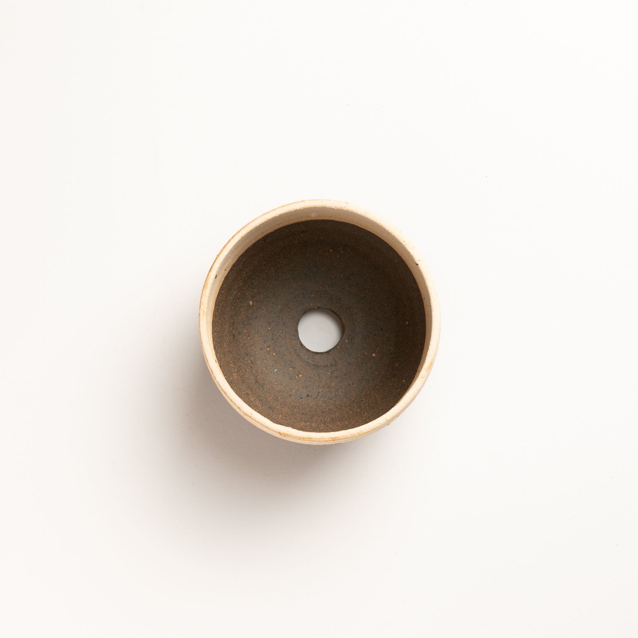 Naginowa Shigaraki Ware Double Layer Round Japanese Bonsai Pot 3.1 in.