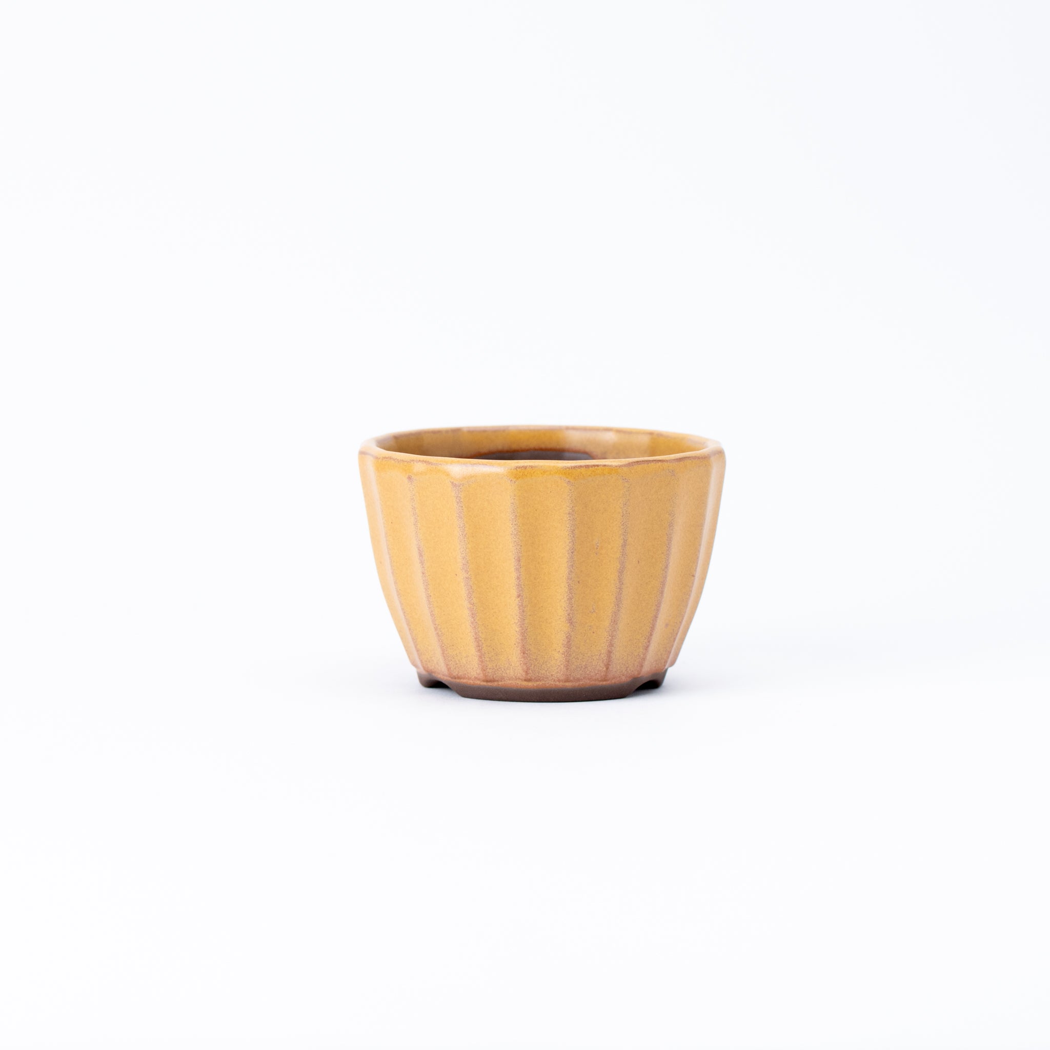 Naginowa Yellow Flower BANKO Ware Japanese Bonsai Pot 3.9 in.
