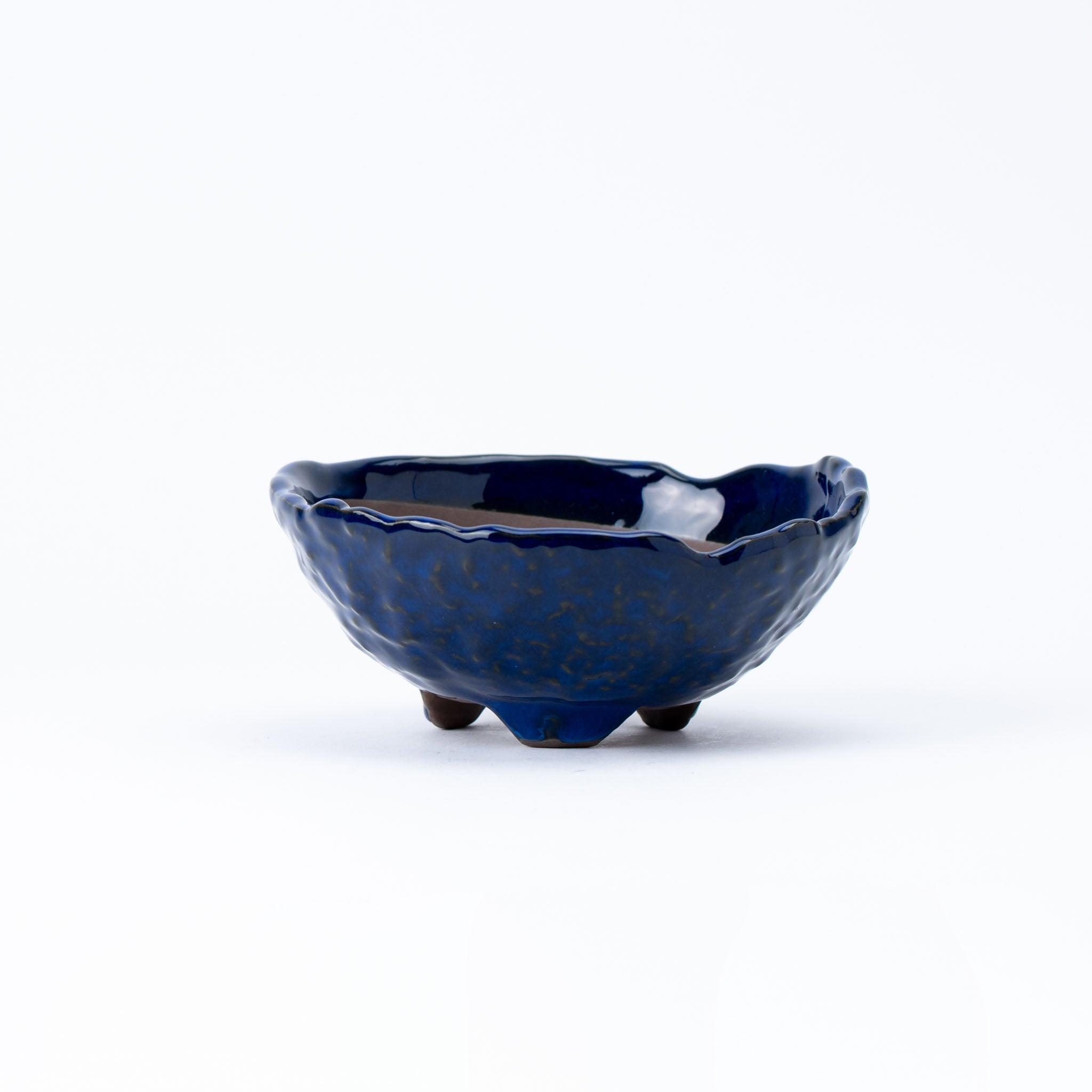Naginowa Namako Navy 3 legs BANKO Ware Japanese Bonsai Pot 6.3in.